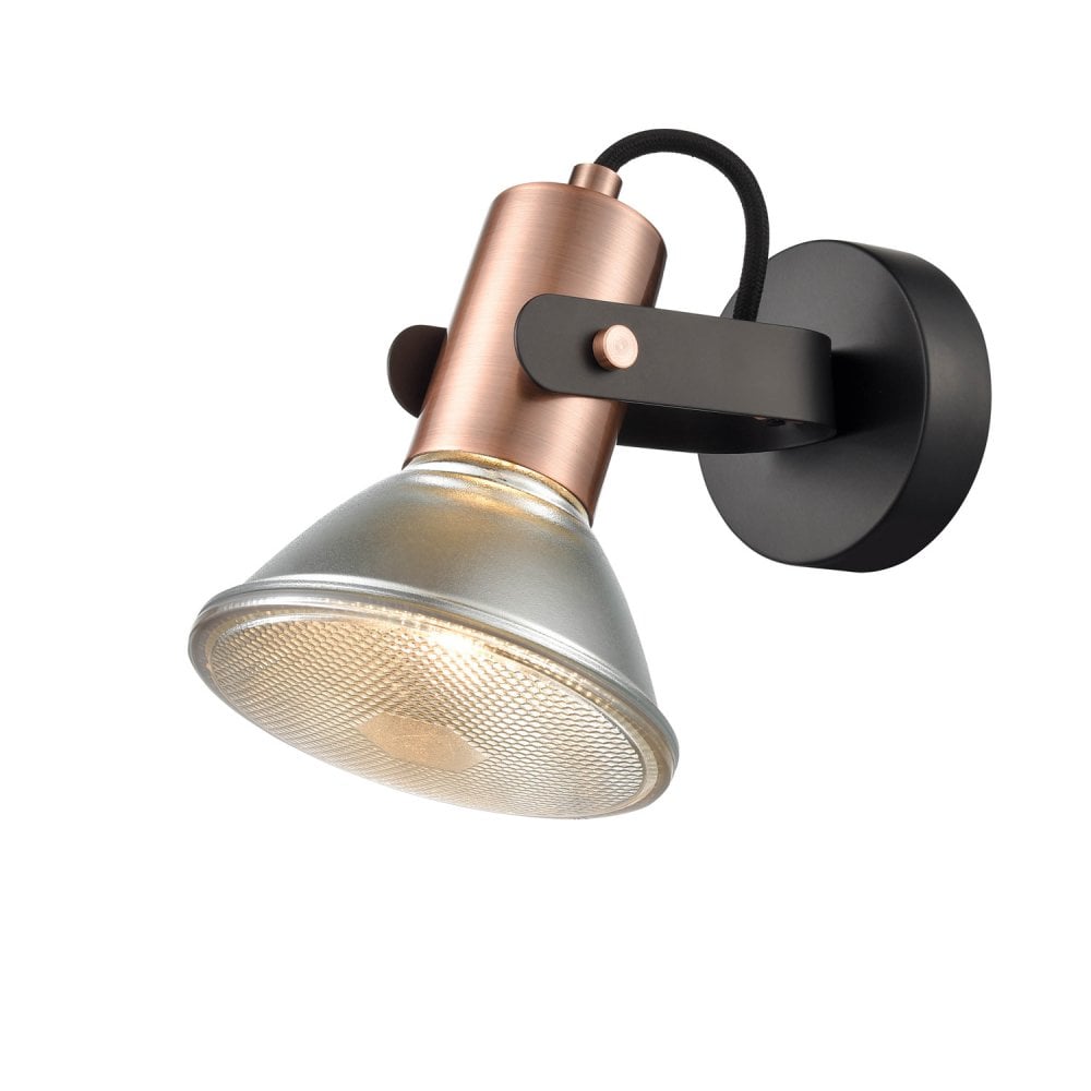 Franklite Debut 1 Light Wall/Ceiling Fitting - Black & Copper
