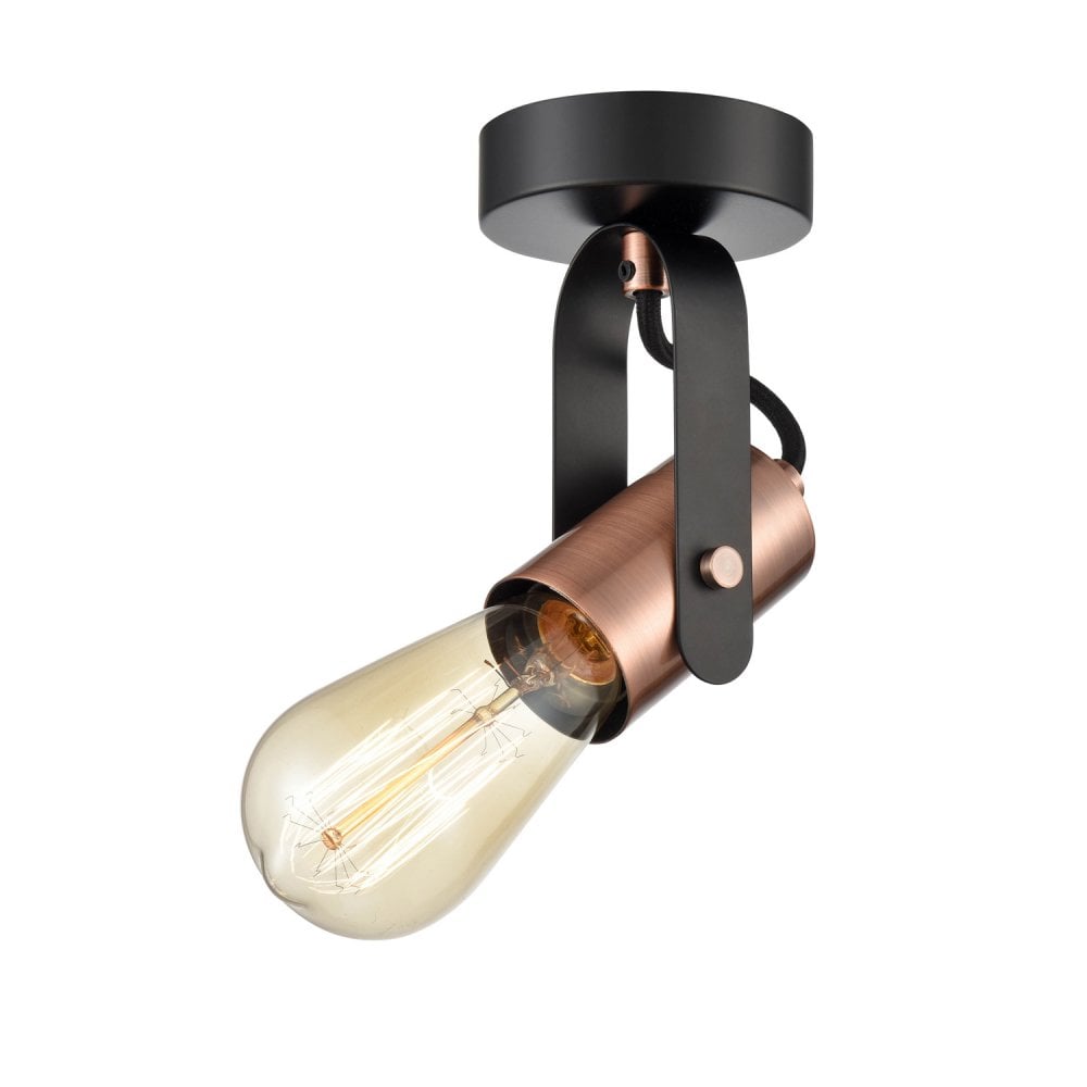 Franklite Debut 1 Light Wall/Ceiling Fitting - Black & Copper