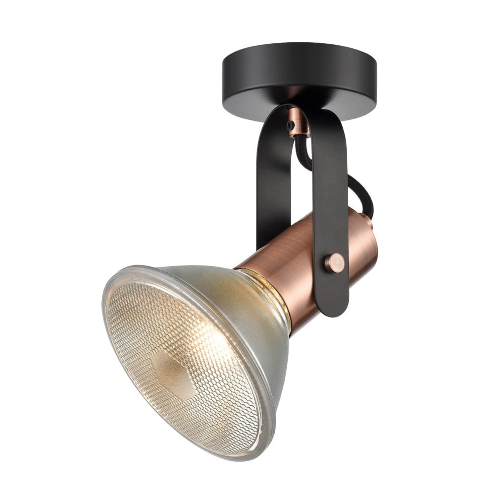 Franklite Debut 1 Light Wall/Ceiling Fitting - Black & Copper