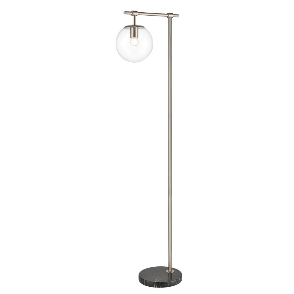 Franklite Avenue Floor Lamp - Satin Nickel & Black Marble