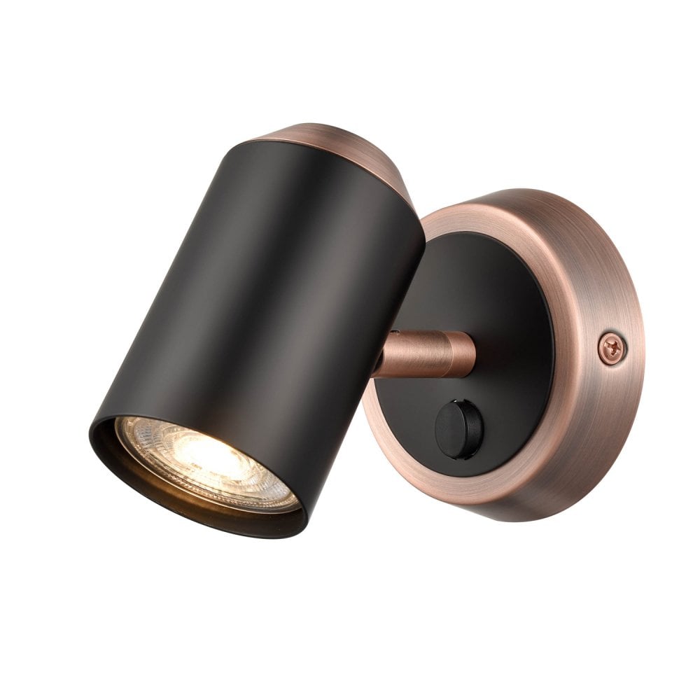 Franklite Hollywood 1 Light Spot - Matt Black & Brushed Copper