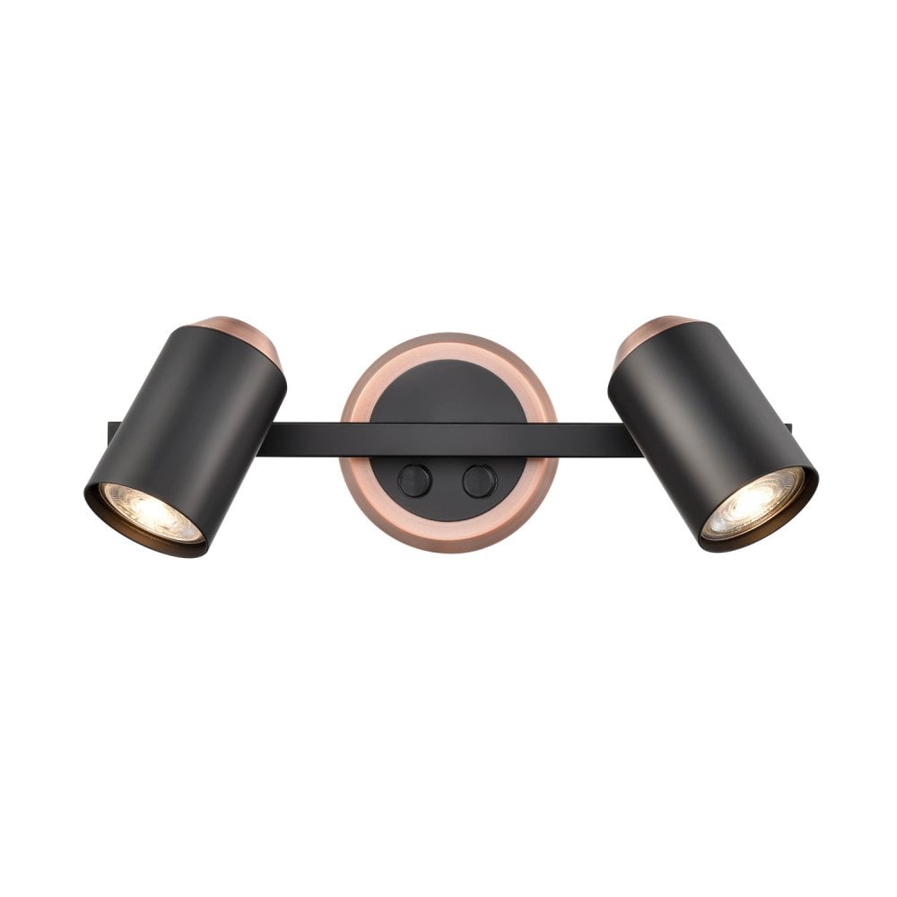 Franklite Hollywood 2 Light Spot - Matt Black & Brushed Copper