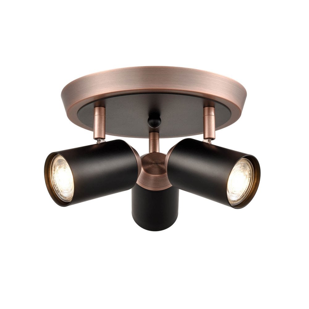 Franklite Hollywood 3 Light Spot - Matt Black & Brushed Copper