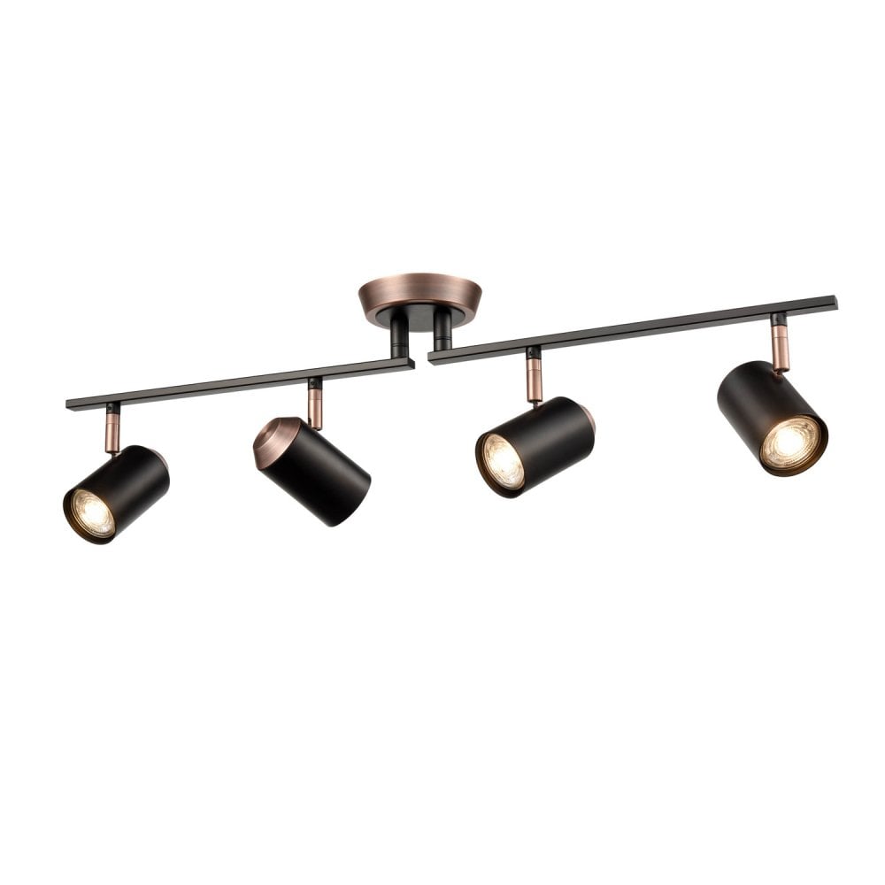 Franklite Hollywood 4 Light Spot - Matt Black & Brushed Copper