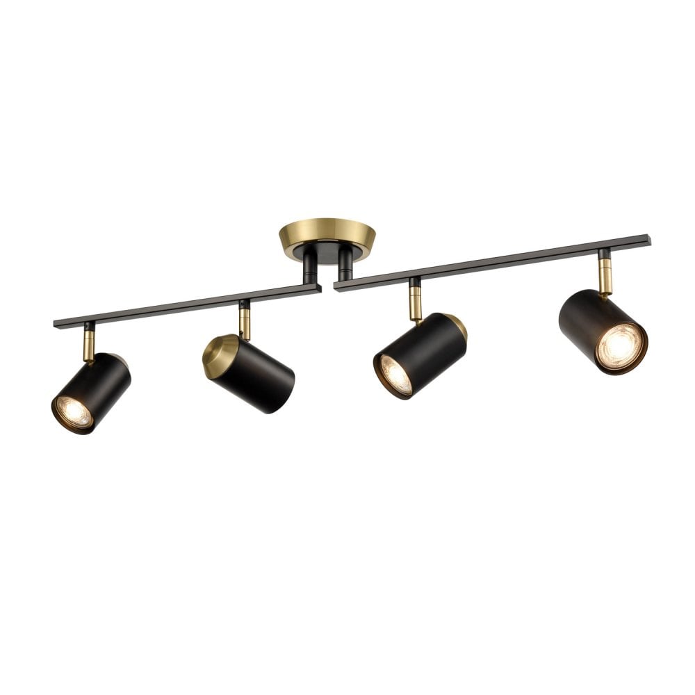 Franklite Hollywood 4 Light Spot - Matt Black & Brushed Brass