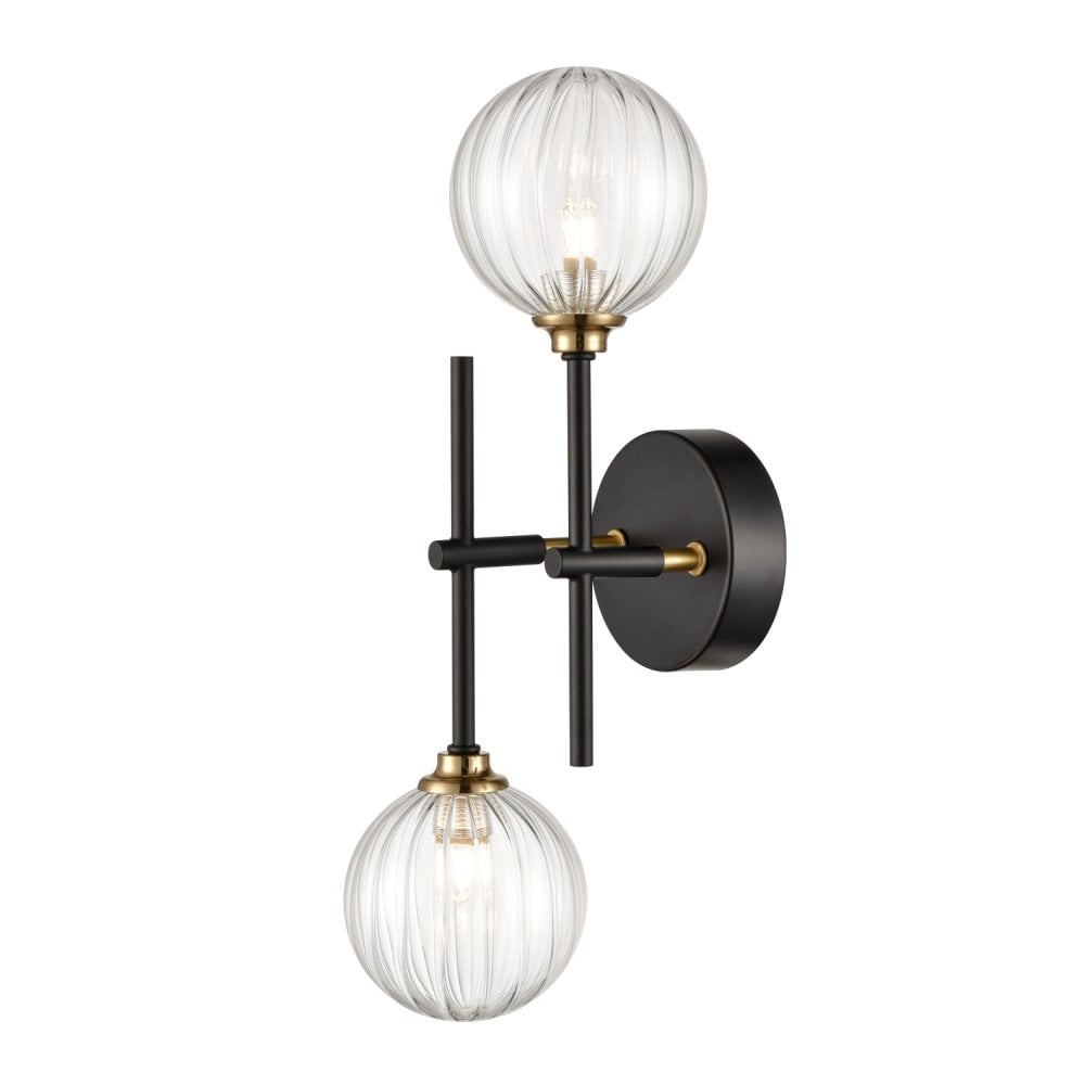 Franklite Abstraction 2 Light Wall/Flush Fitting - Matt Black & Brushed Brass