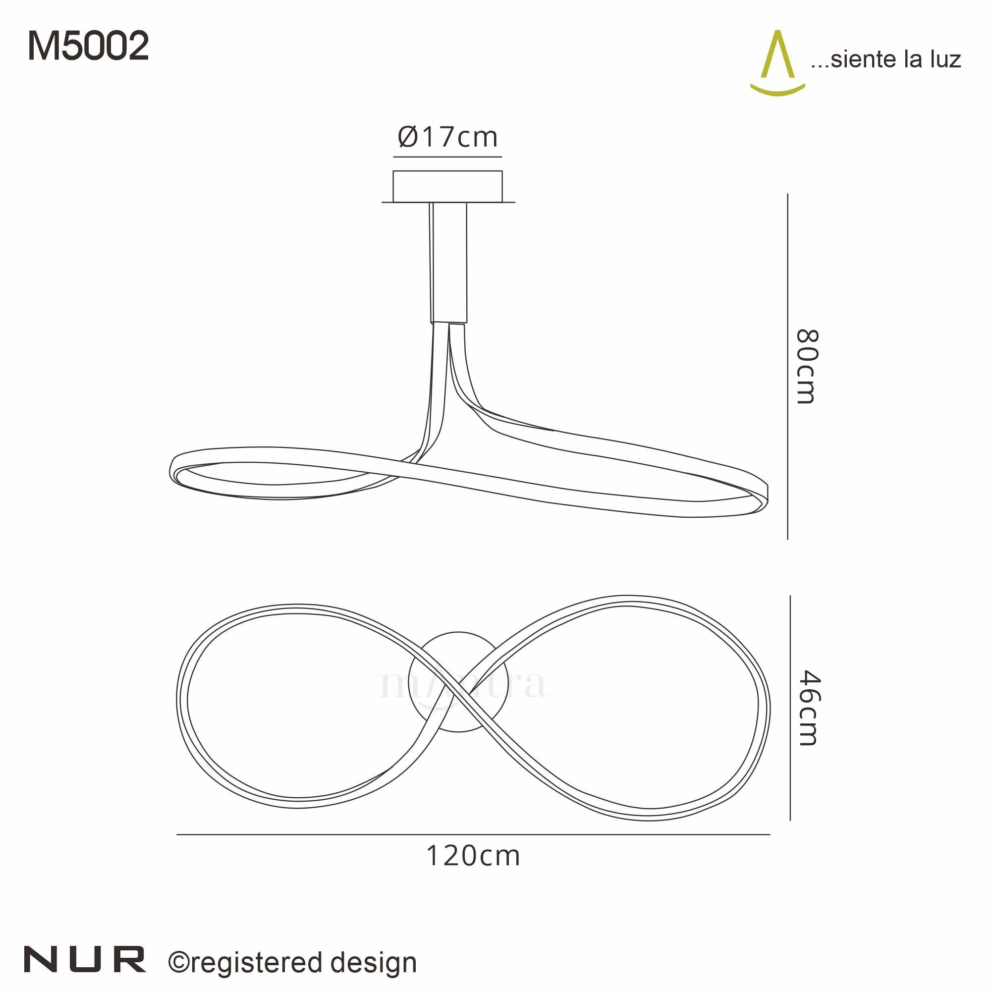Mantra Nur XL Semi Flush - Silver/Polished Chrome