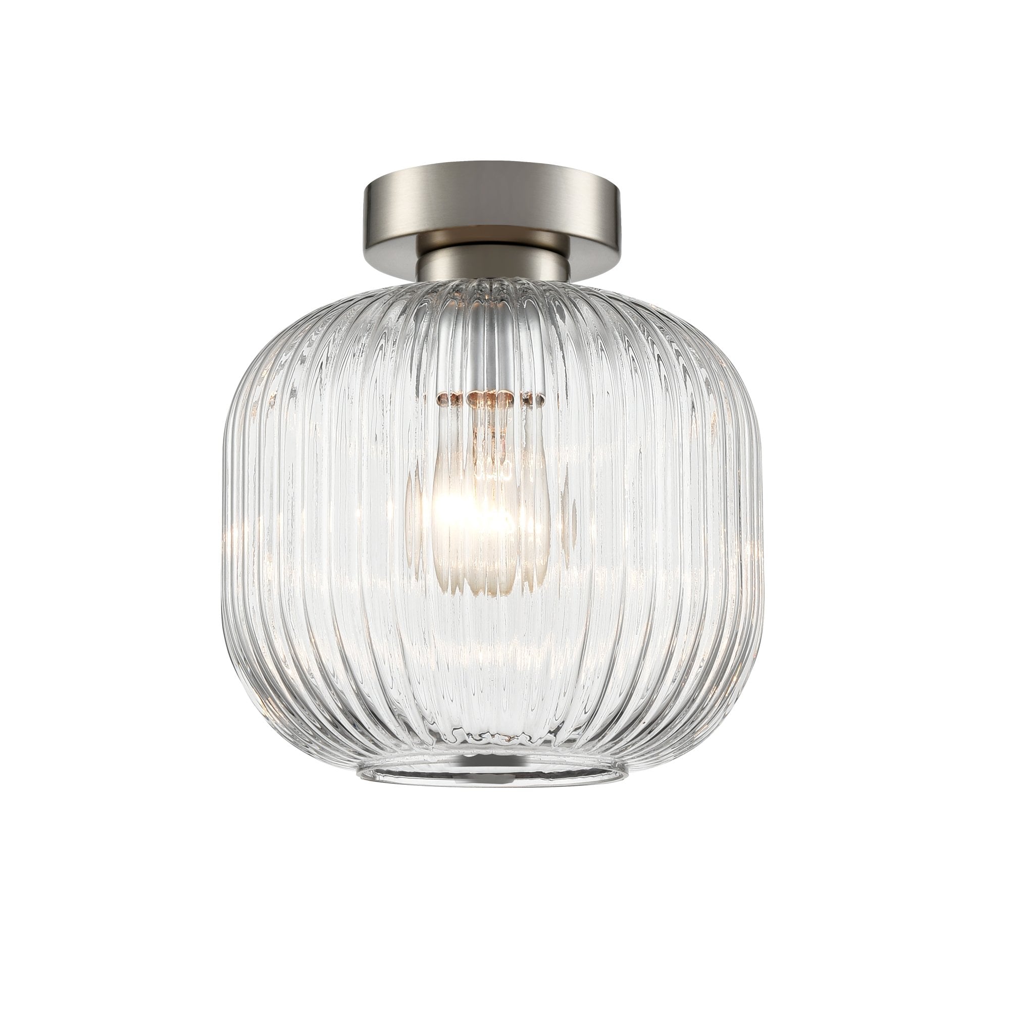 Franklite Mezcla Flush Fitting - Satin Nickel & Clear Glass