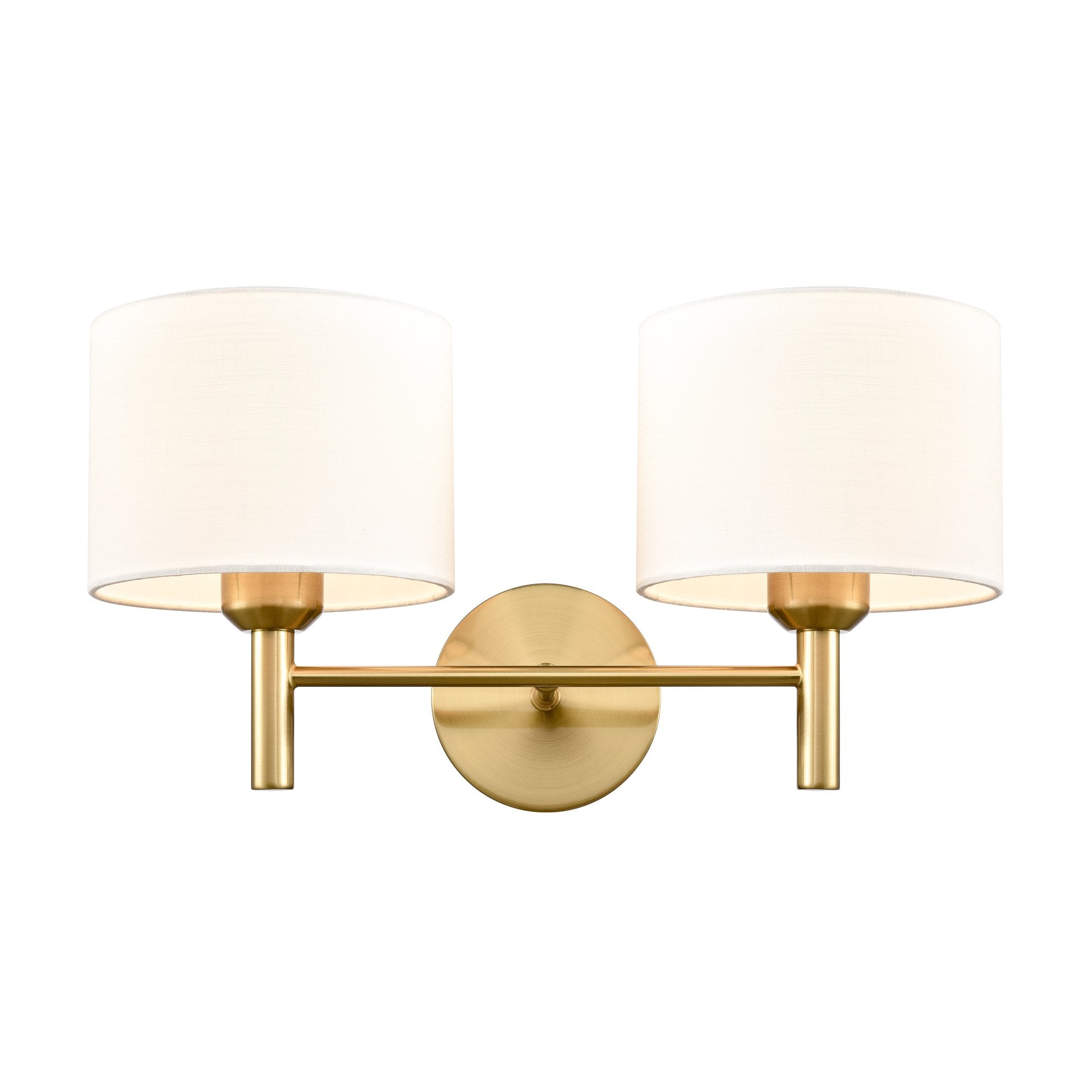 Franklite Barolo 2 Light Wall Light - Aged Brass & Cream Shades