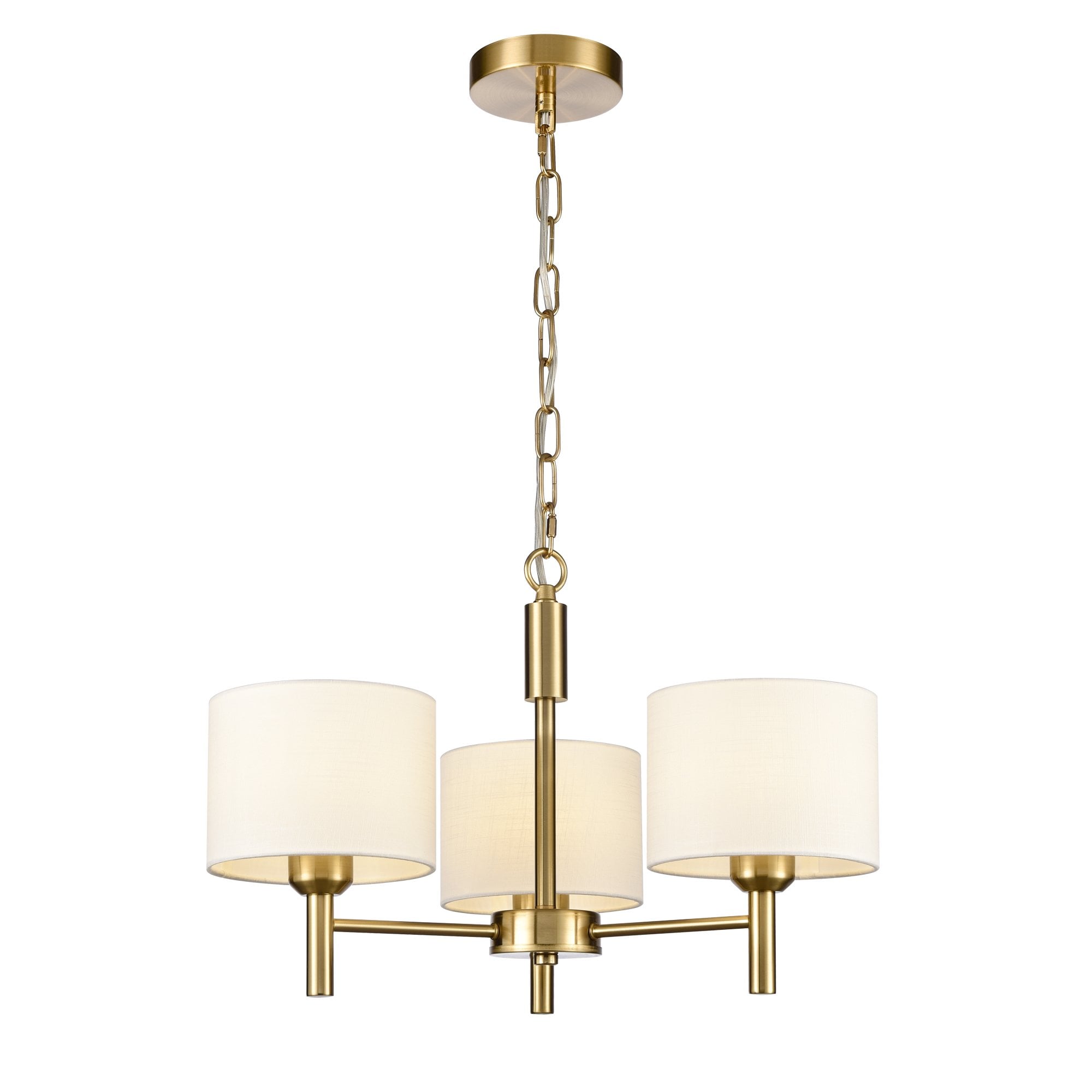 Franklite Barolo 3 Light Pendant / Semi-Flush - Aged Brass & Cream Shades