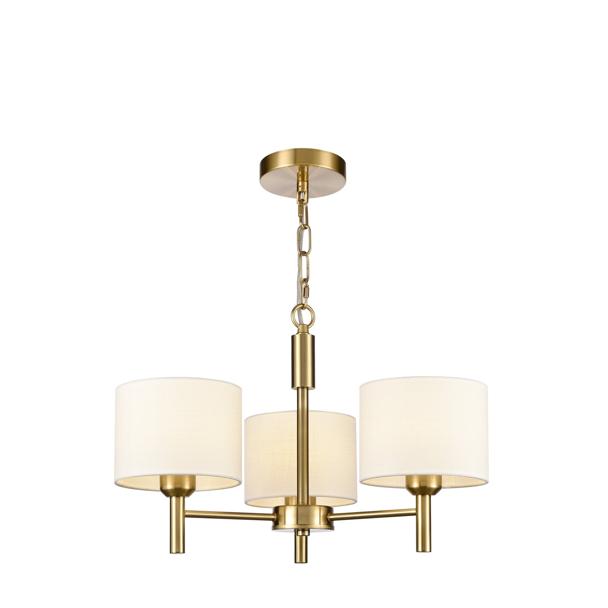 Franklite Barolo 3 Light Pendant / Semi-Flush - Aged Brass & Cream Shades