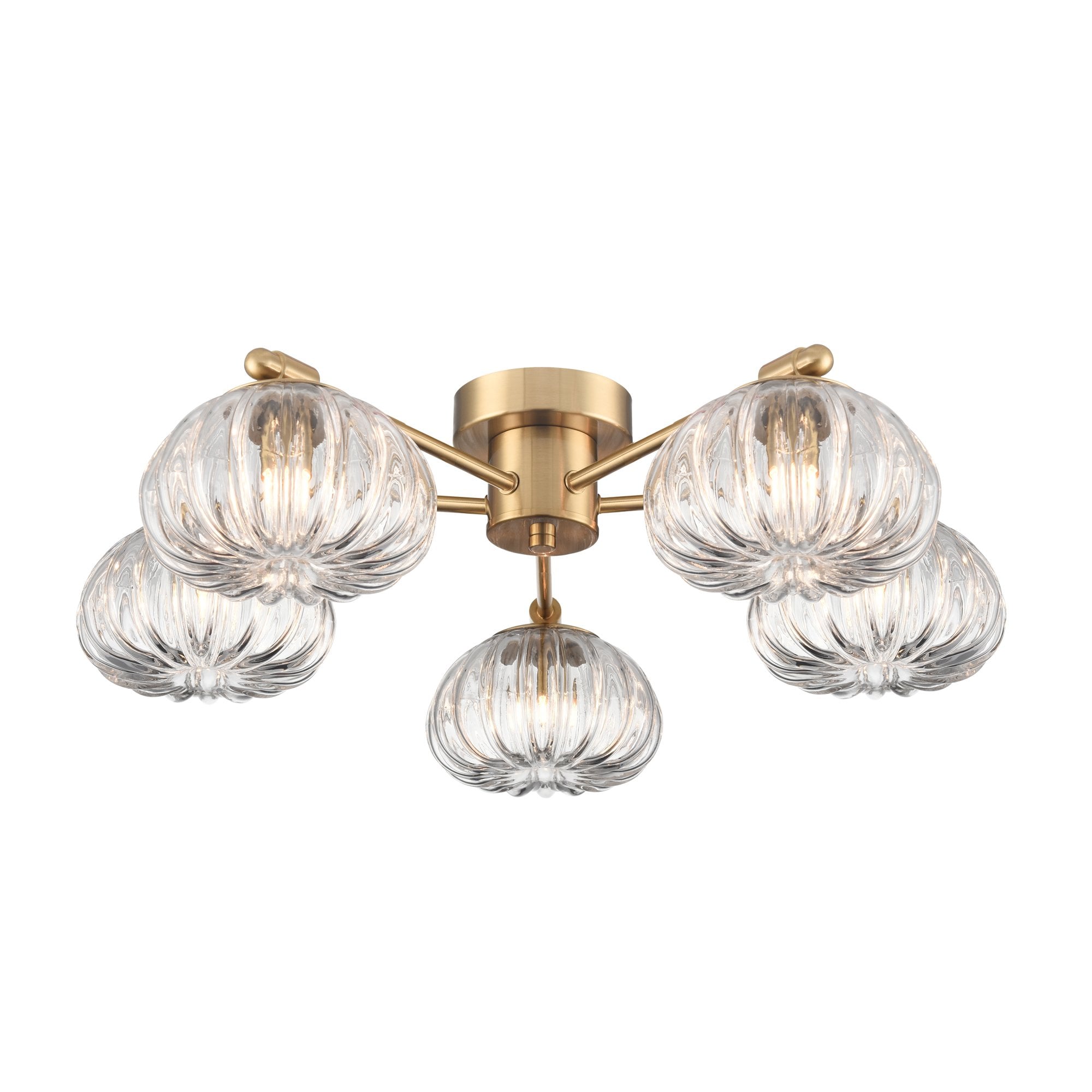 Franklite Harvest 5 Light Flush Fitting - Aged Brass