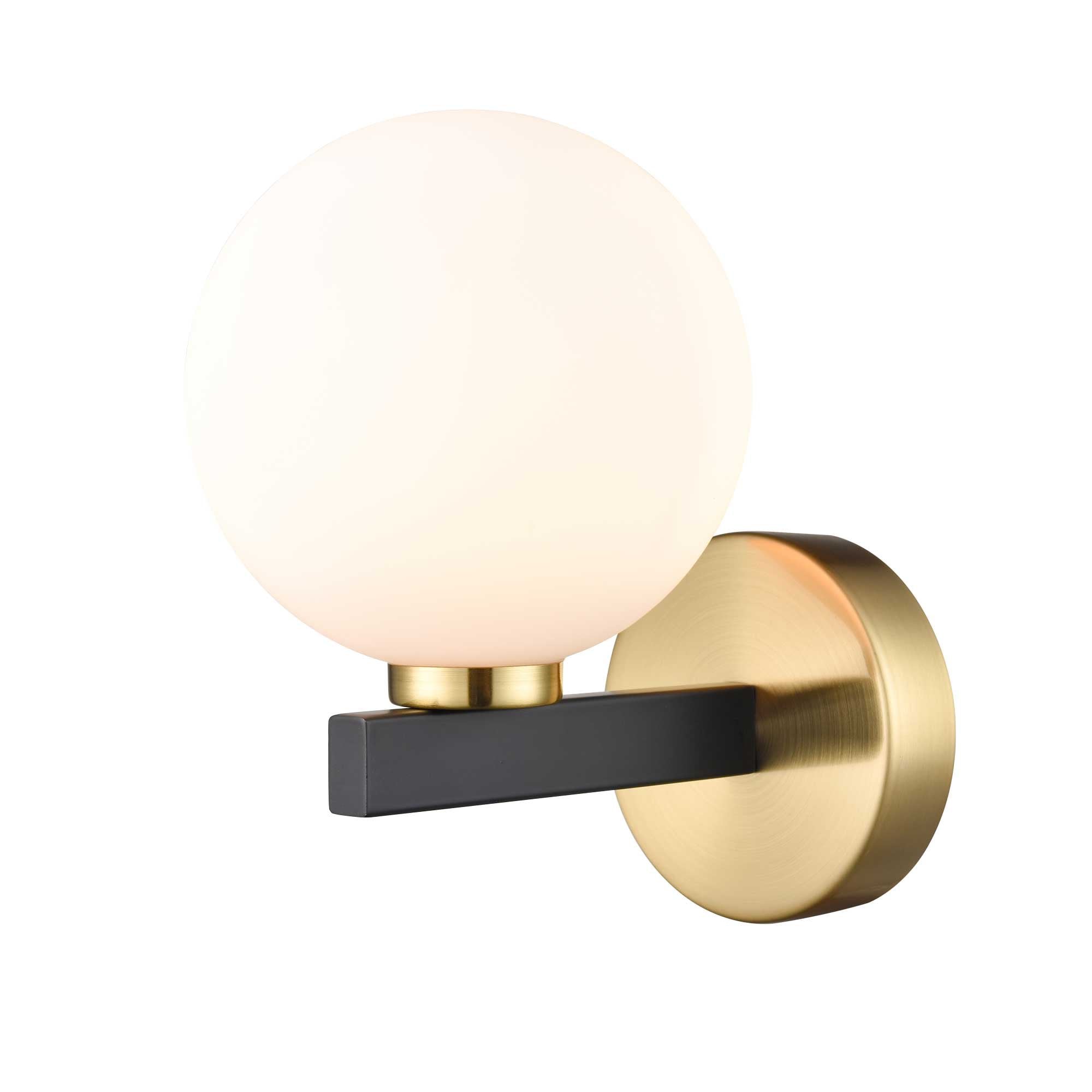 Franklite Lunar 1 Light Wall Light - Matt Black & Aged Brass