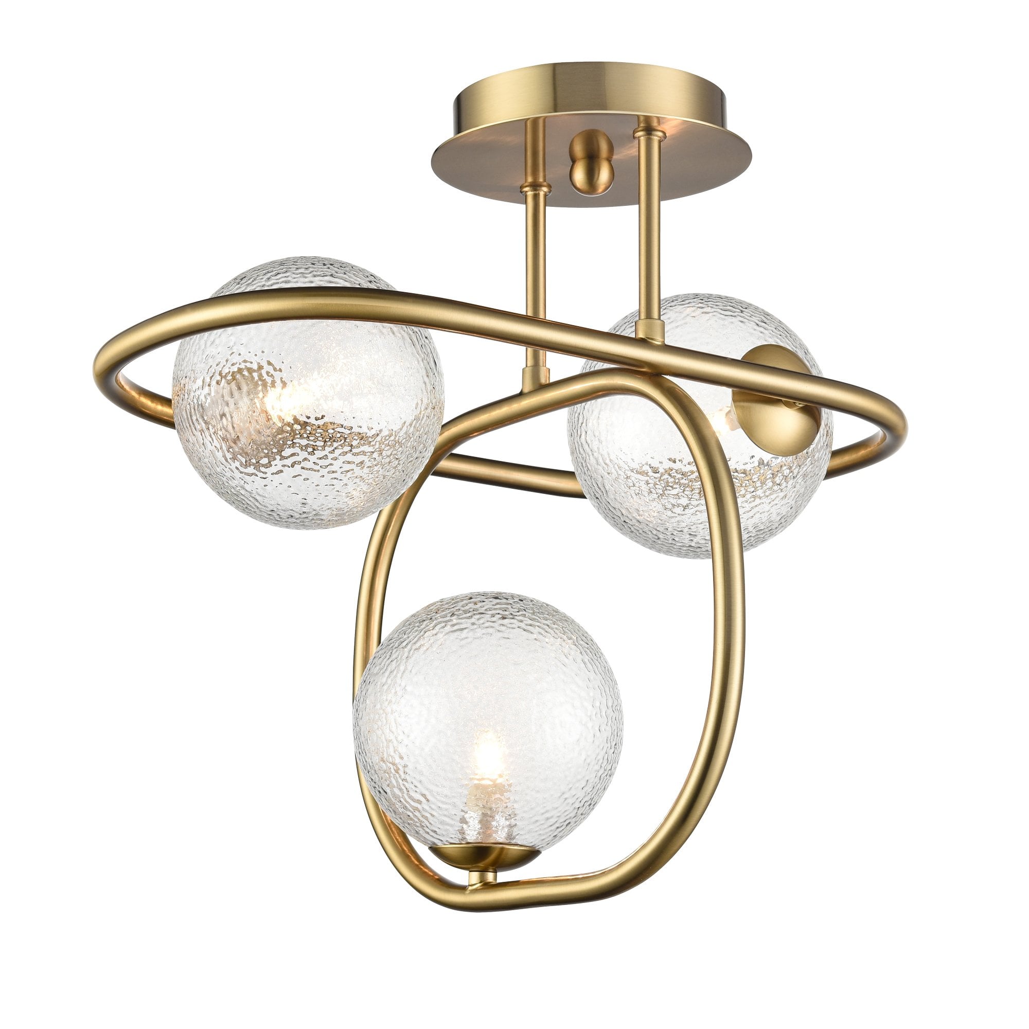 Franklite Trapeze 3 Light Wall / Ceiling Light - Aged Brass