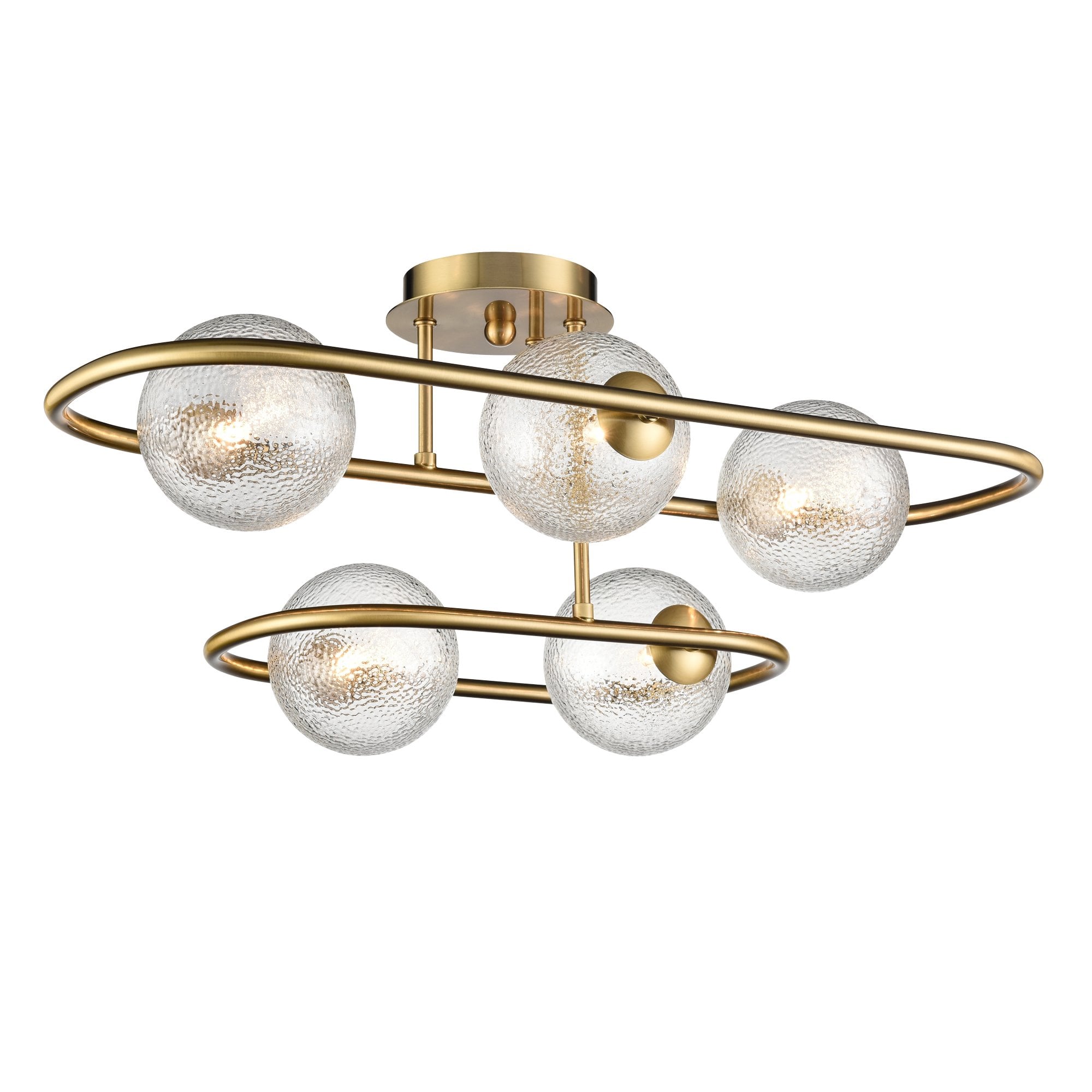 Franklite Trapeze 5 Light Wall / Ceiling Light - Aged Brass