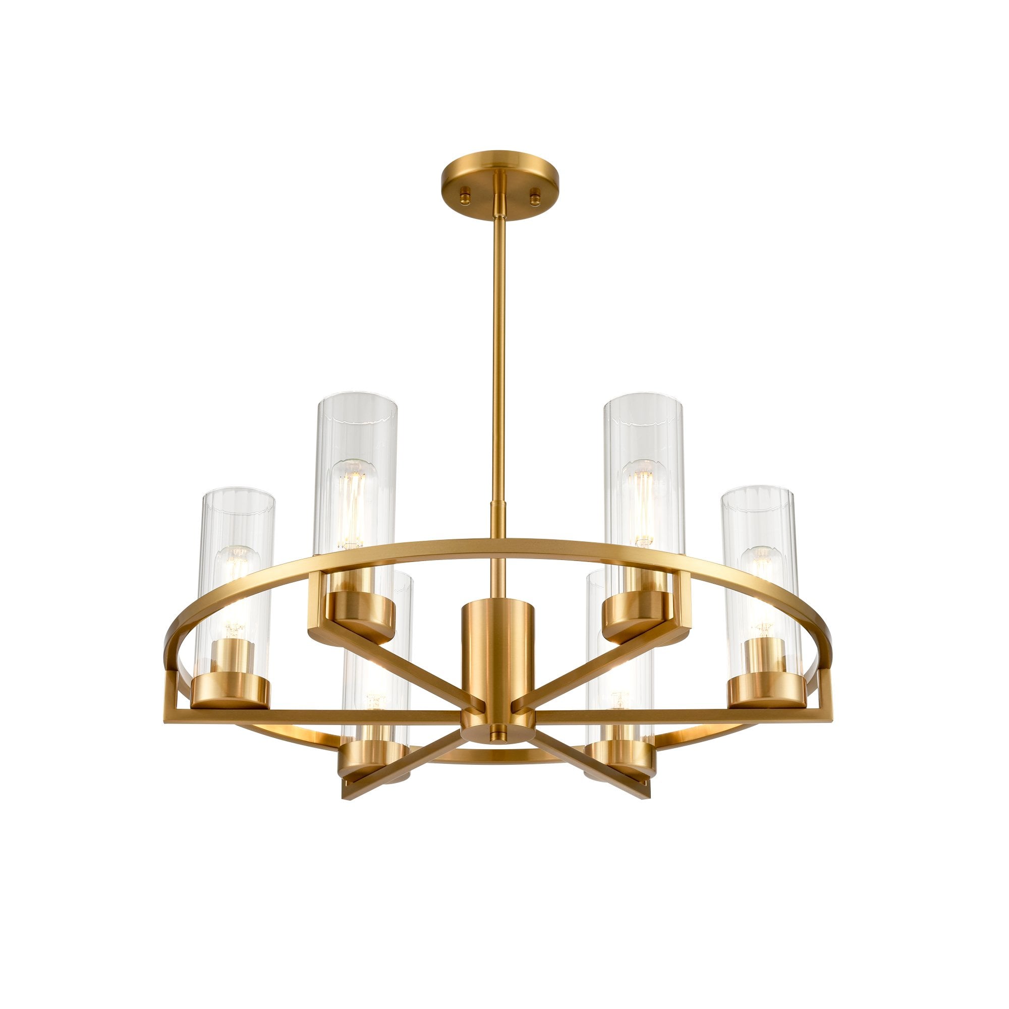 Franklite Camelot 6 Light Pendant Chandelier - Aged Brass