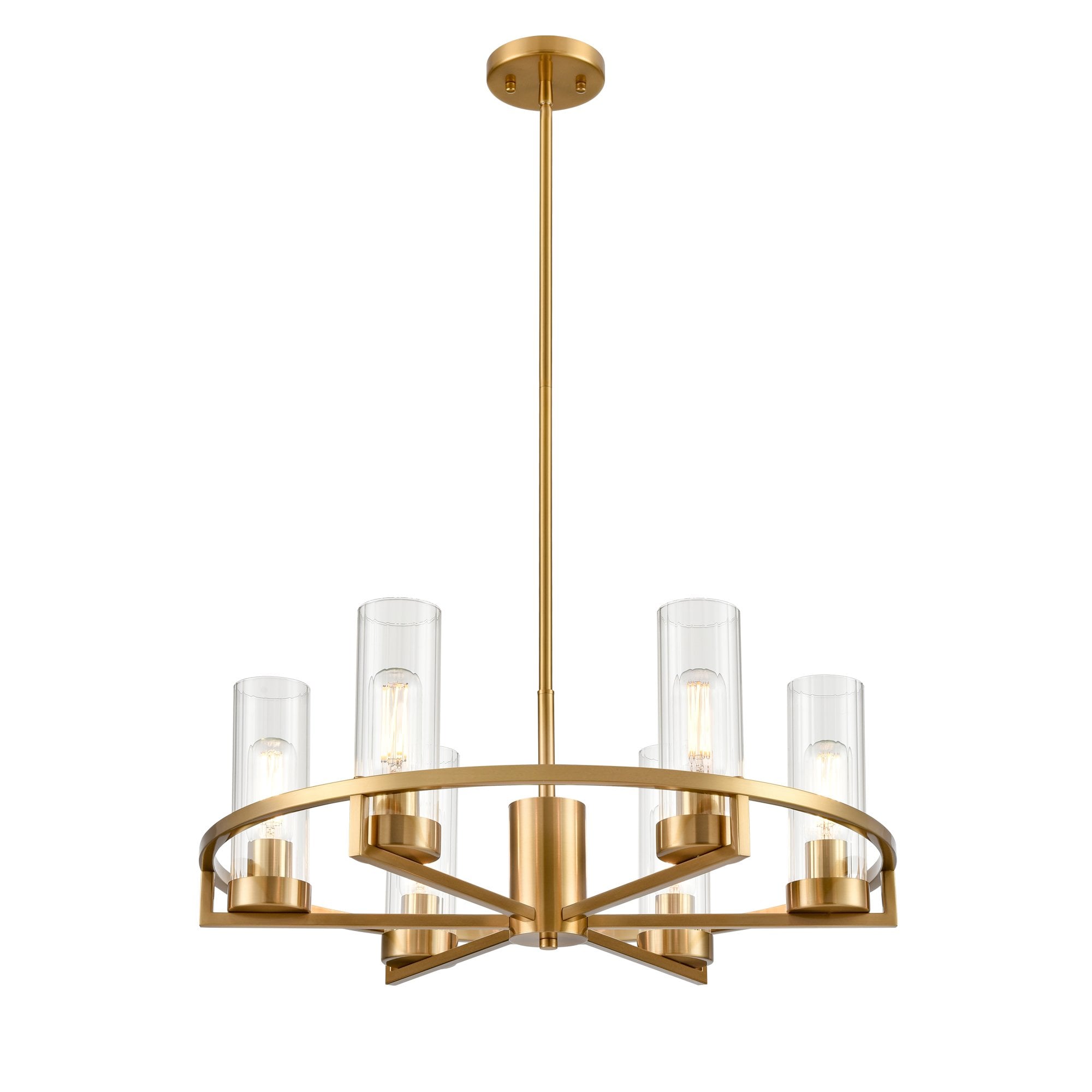 Franklite Camelot 6 Light Pendant Chandelier - Aged Brass
