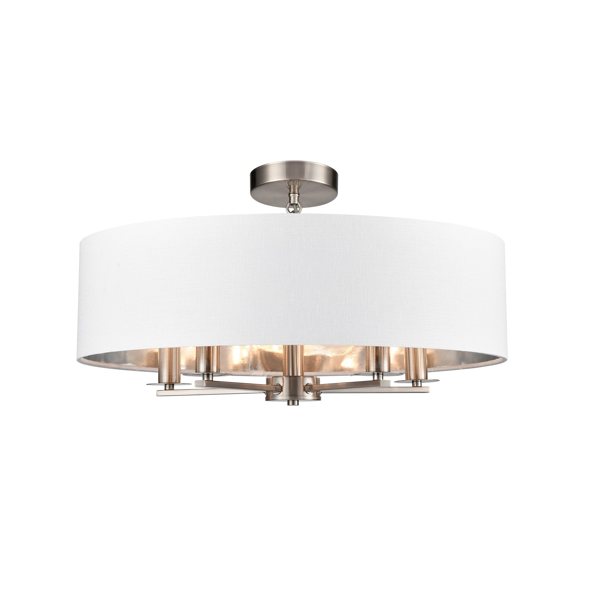 Franklite Windsor 2 Light Wall Light - Satin Nickel & Cream Shade