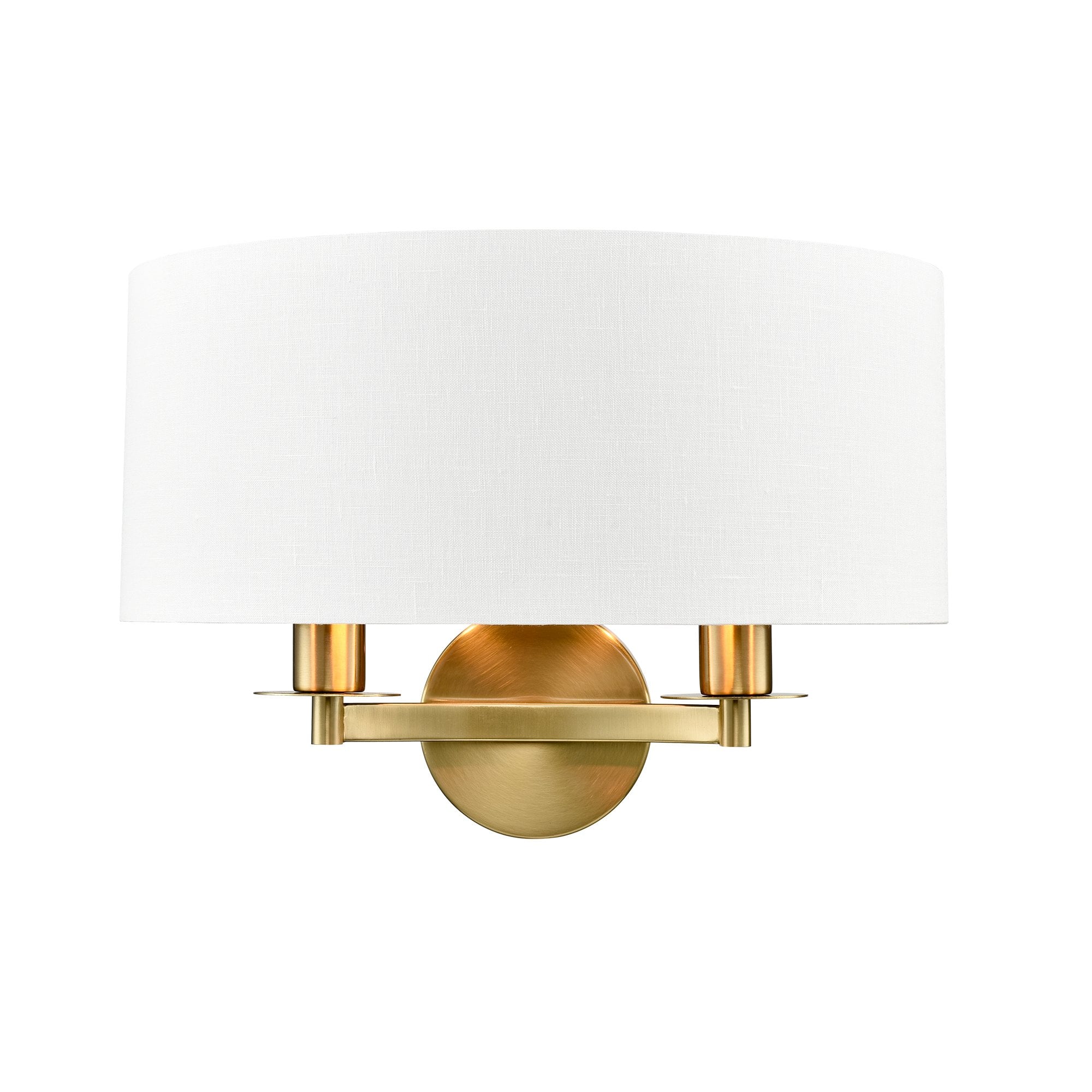 Franklite Windsor 2 Light Wall Light - Aged Brass & Cream Shade