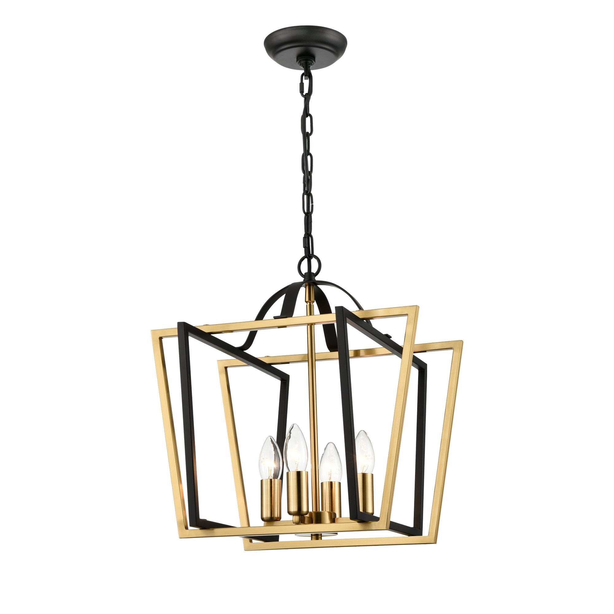 Franklite Aviary Small 4 Light Lantern - Matt Black & Aged Brass