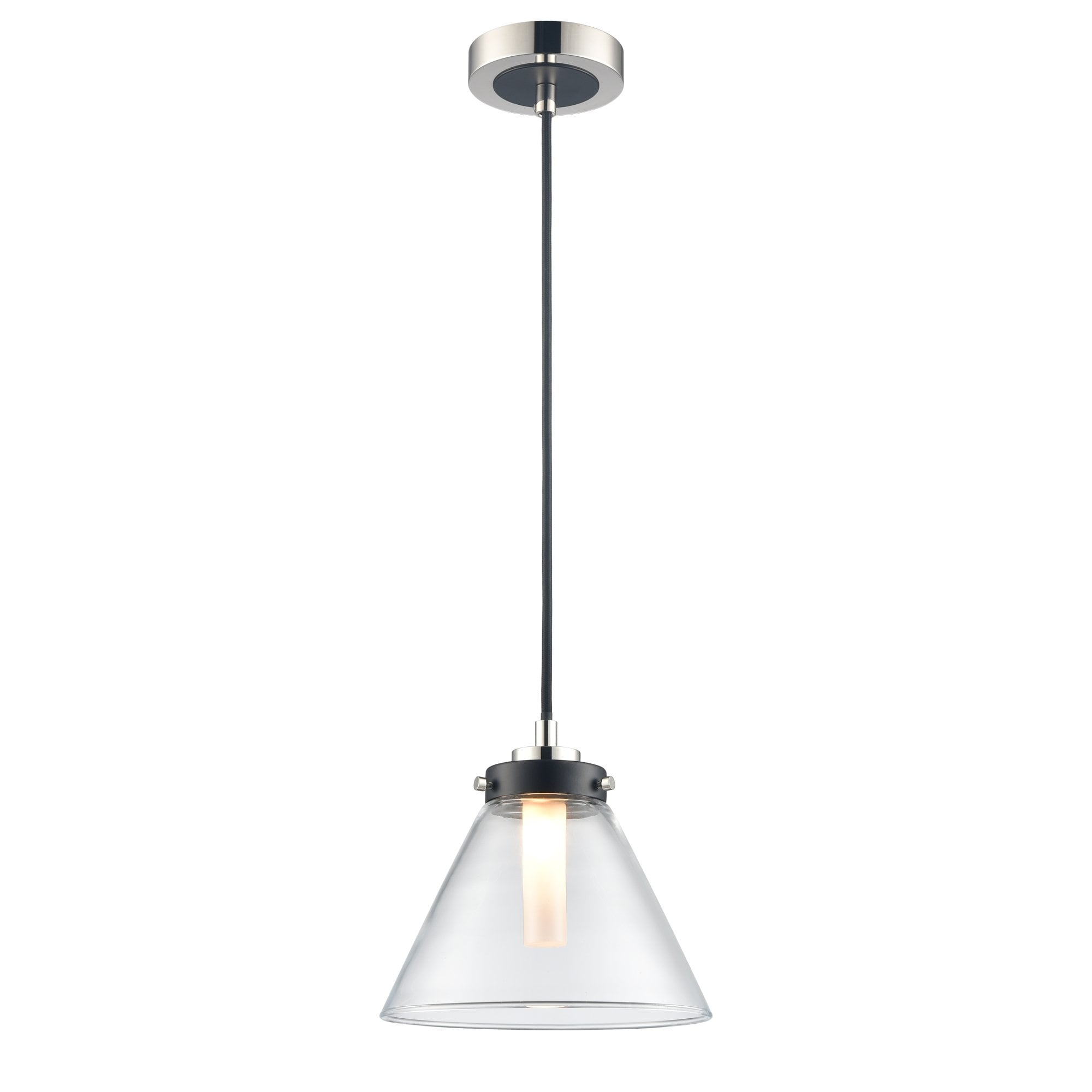 Franklite Conica IP44 Pendant - Matt Black & Polished Nickel