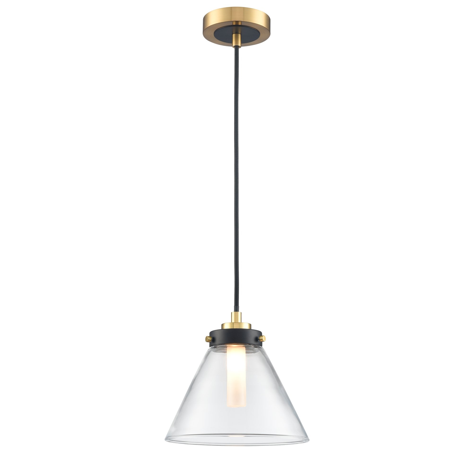Franklite Conica IP44 Pendant - Matt Black & Aged Brass