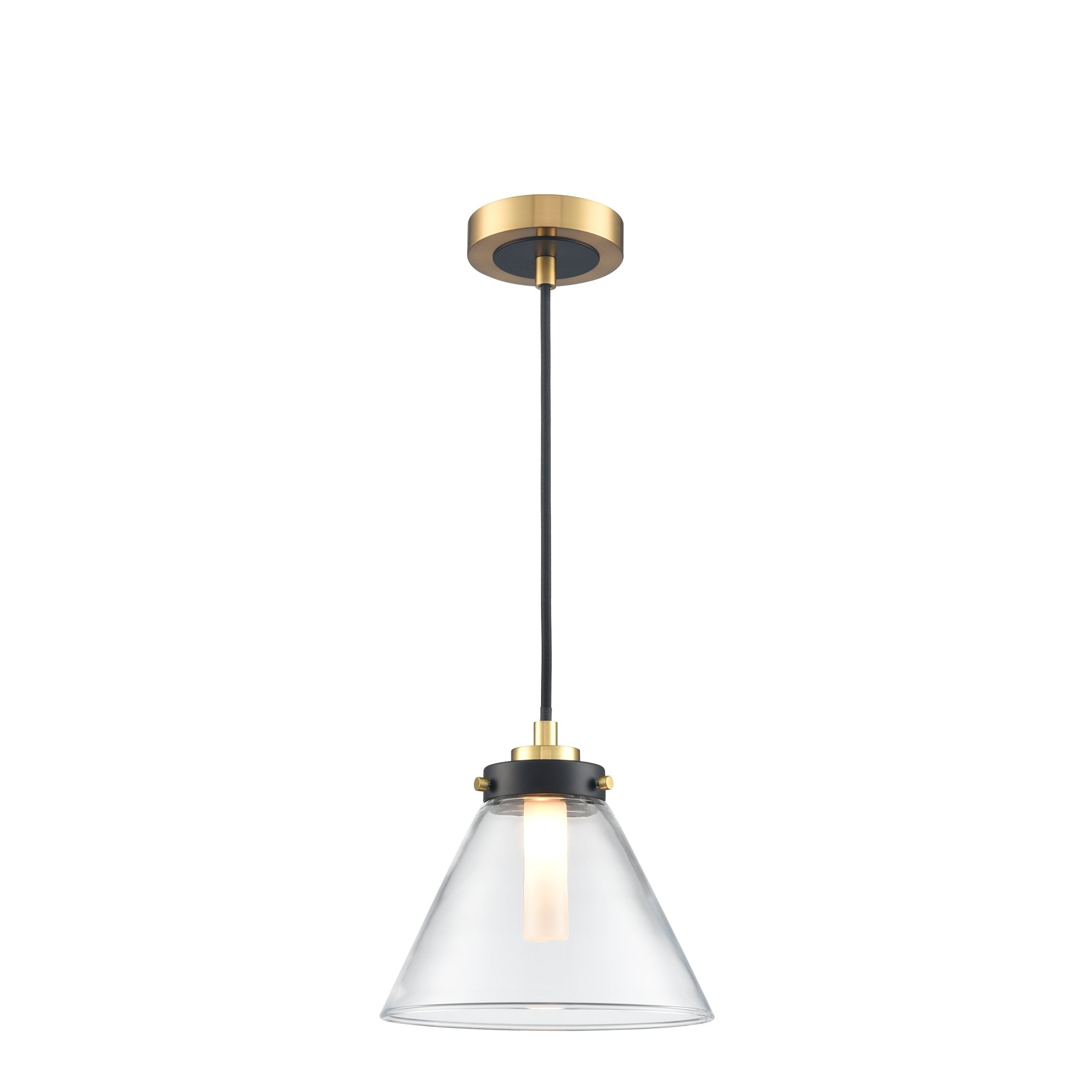 Franklite Conica IP44 Pendant - Matt Black & Aged Brass