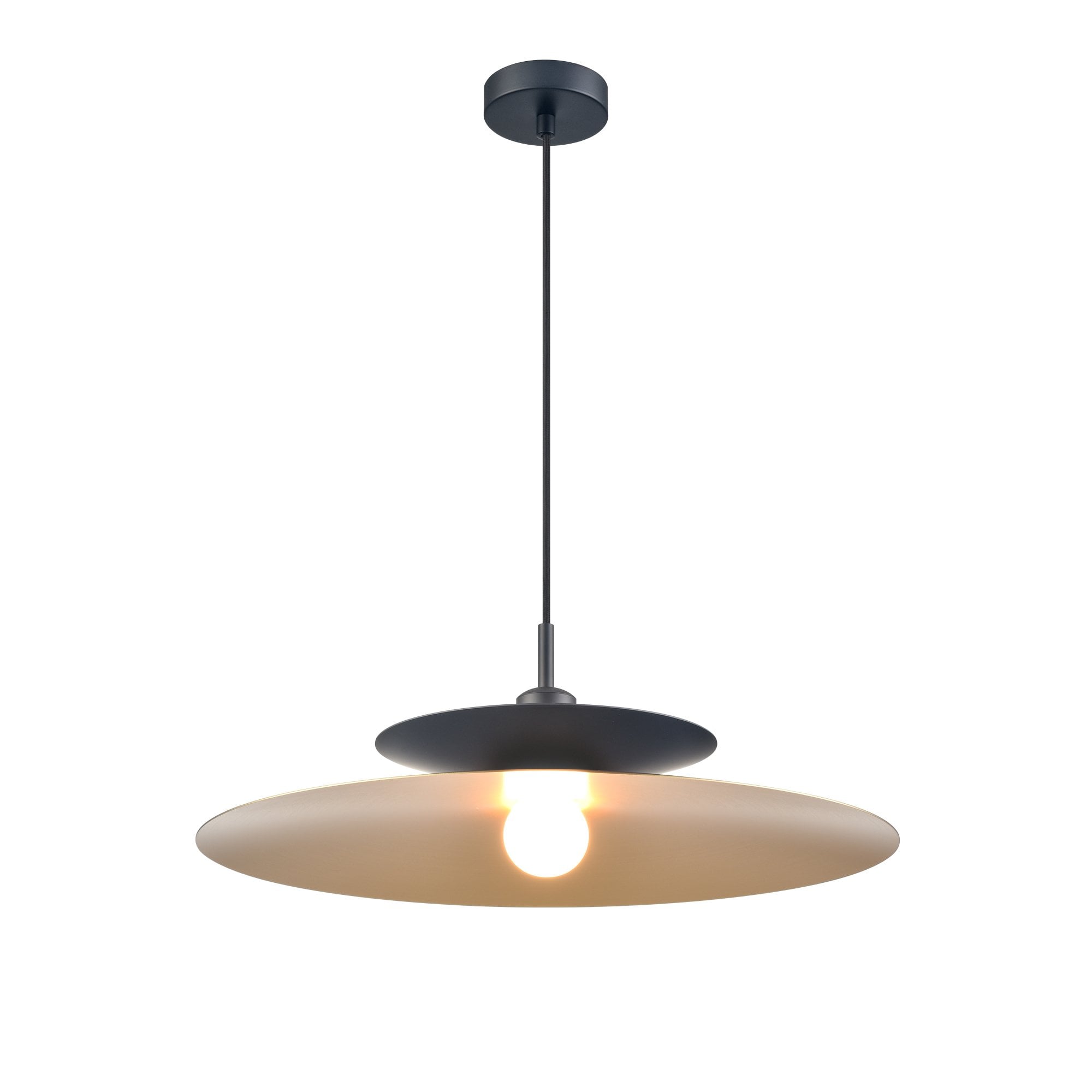 Franklite Cymbal Pendant - Matt Black & Brushed Gold