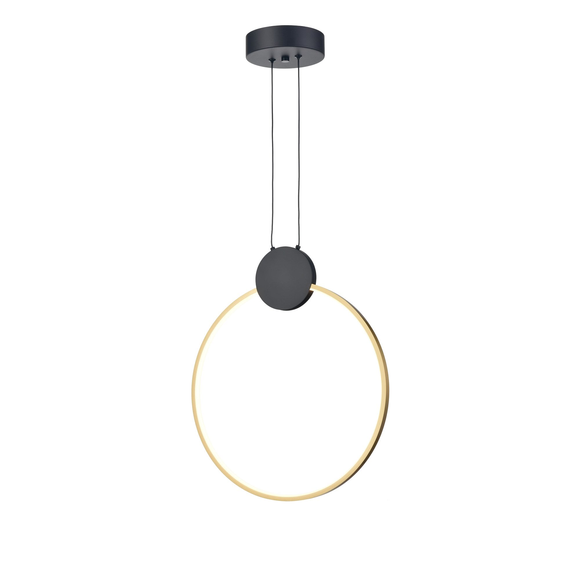 Franklite Eclipse 15W LED Pendant - Matt Black & Gold