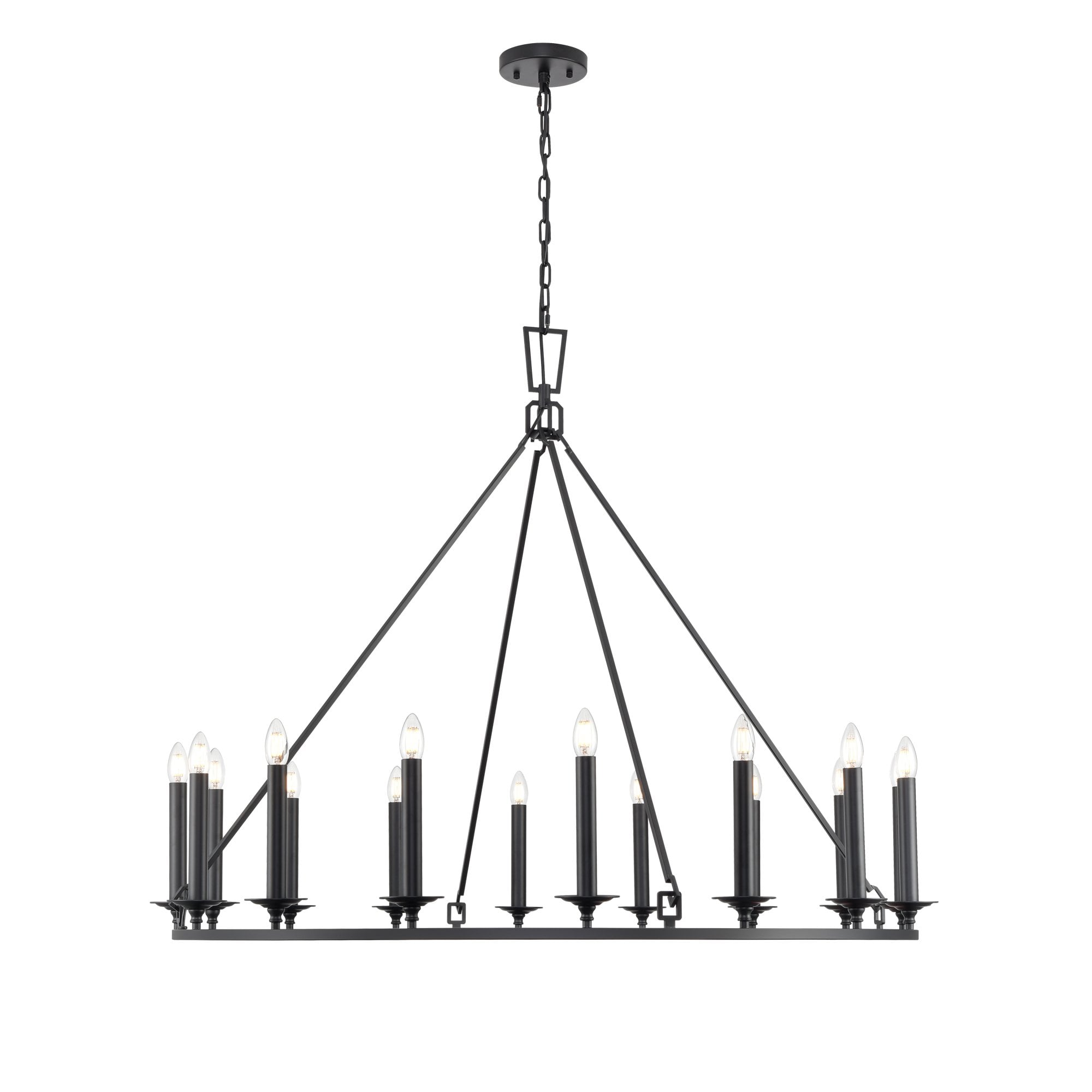Franklite Tudor 16 Light Chandelier - Matt Black