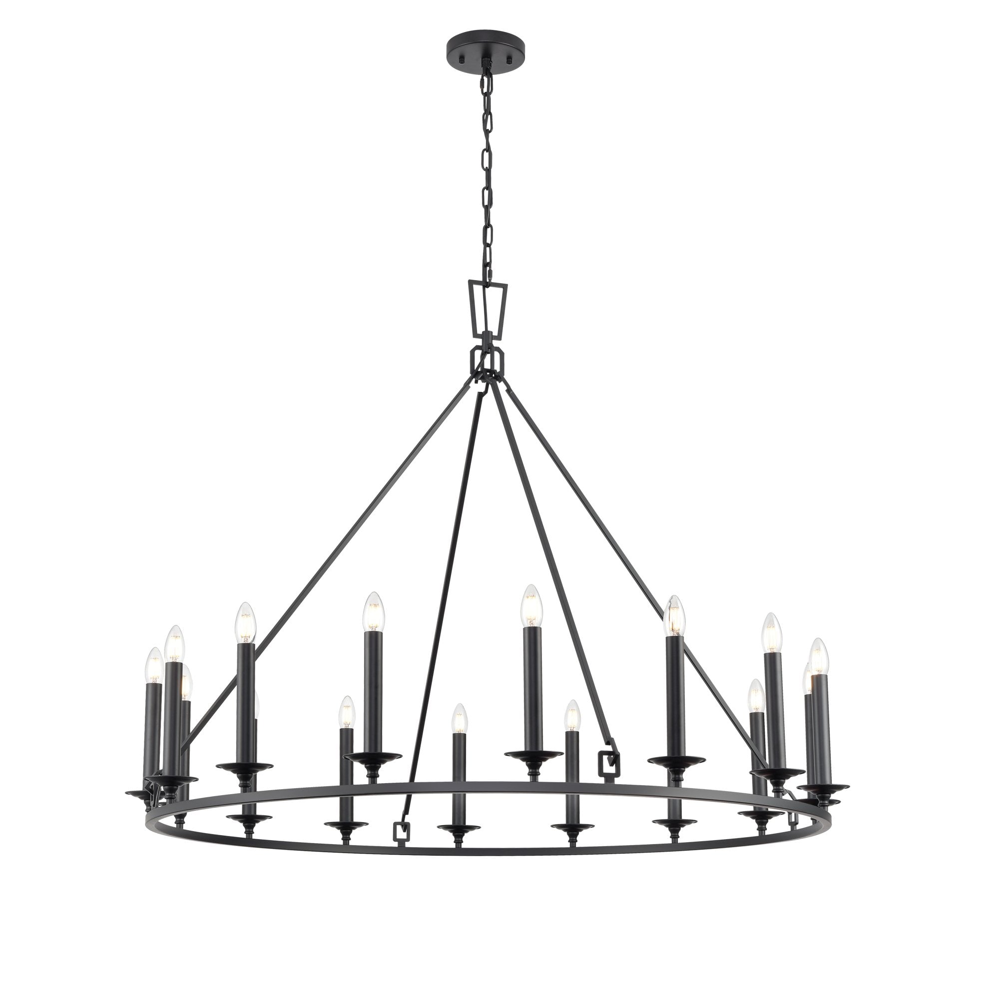 Franklite Tudor 16 Light Chandelier - Matt Black