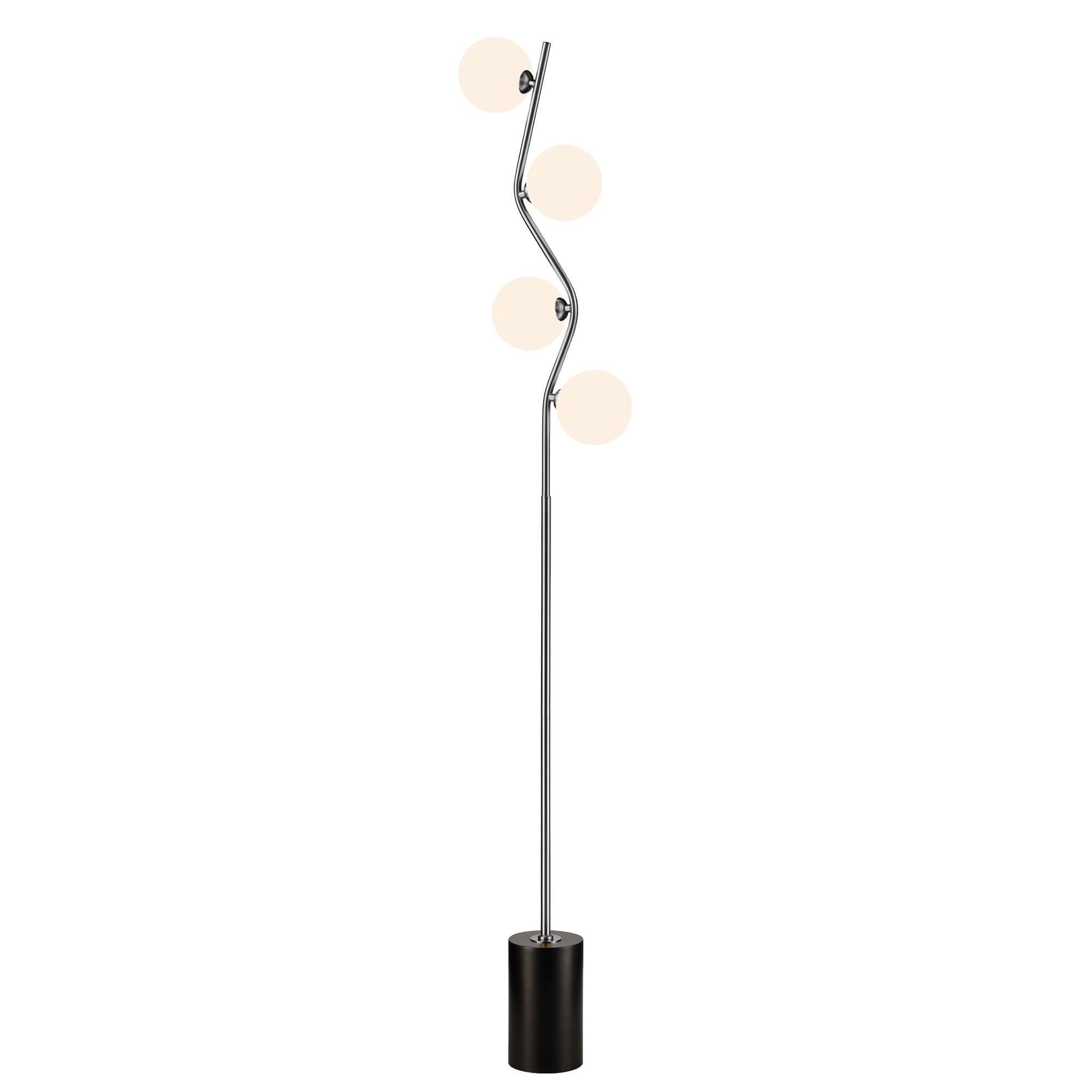 Franklite Cosmic Floor Lamp - Satin Nickel & Opal Glass