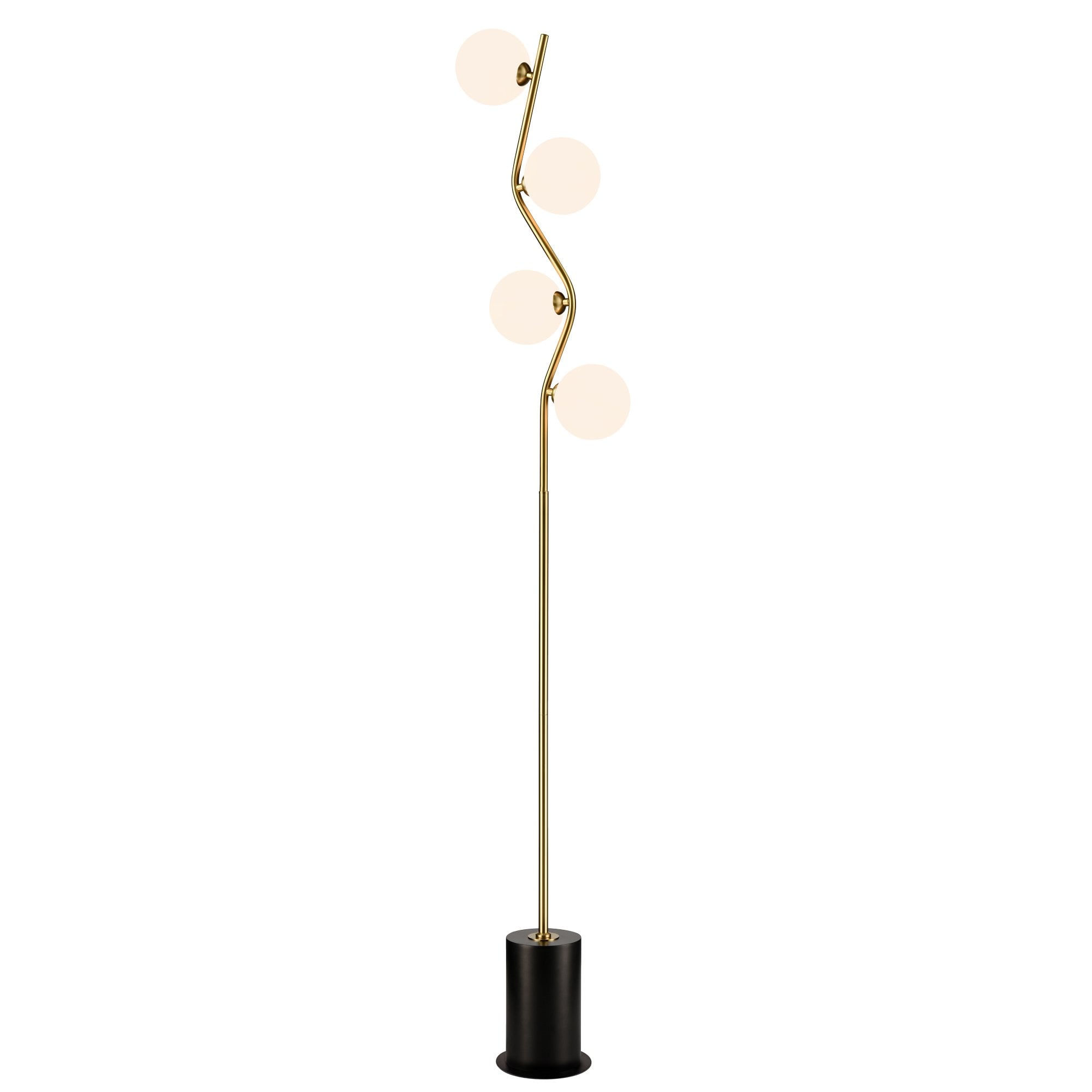 Franklite Cosmic Floor Lamp - Antique Gold & Opal Glass
