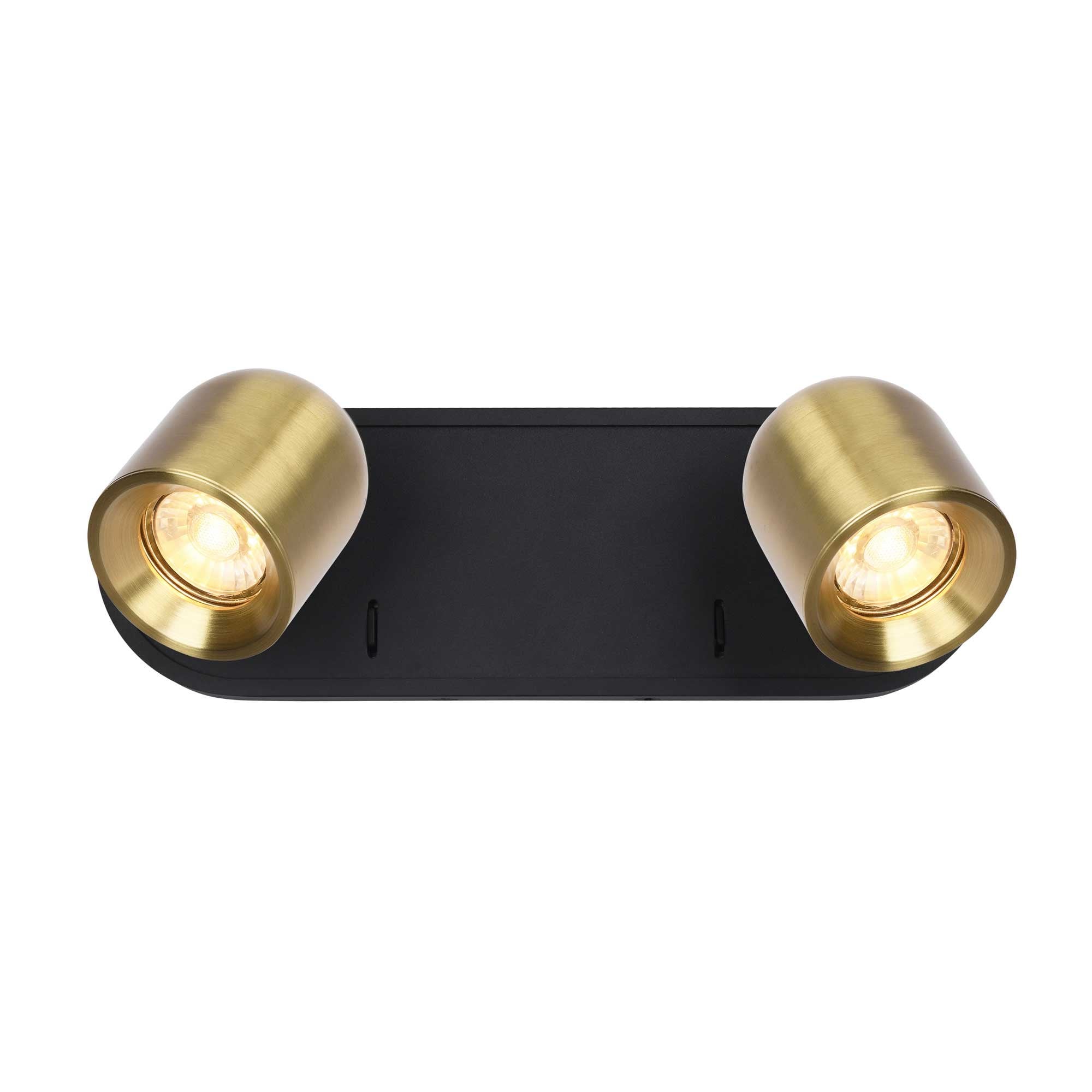 Franklite Encore 2 Light Spotlight - Matt Black & Brushed Brass