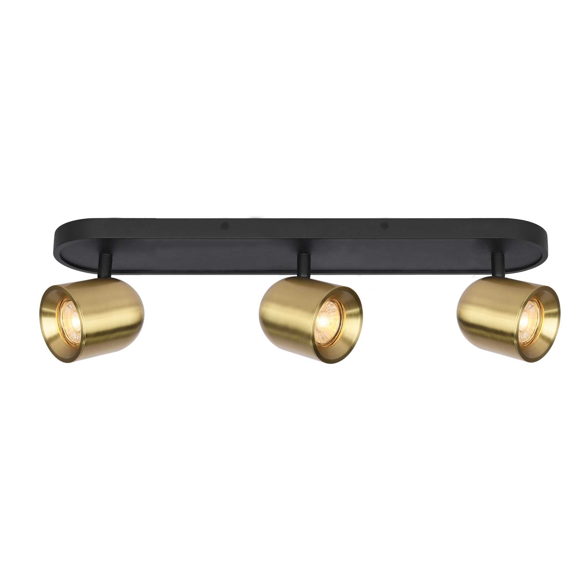 Franklite Encore 3 Light Spotlight - Matt Black & Brushed Brass