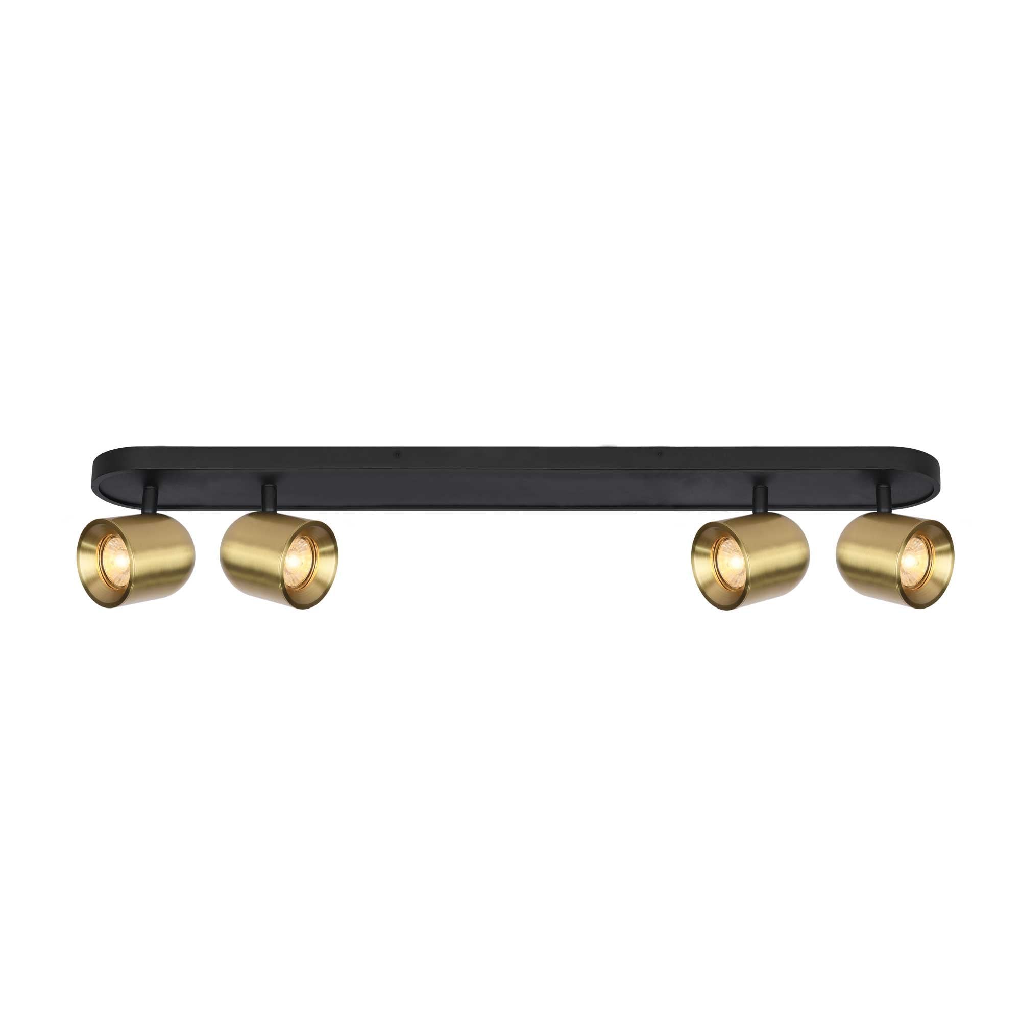 Franklite Encore 4 Light Spotlight - Matt Black & Brushed Brass