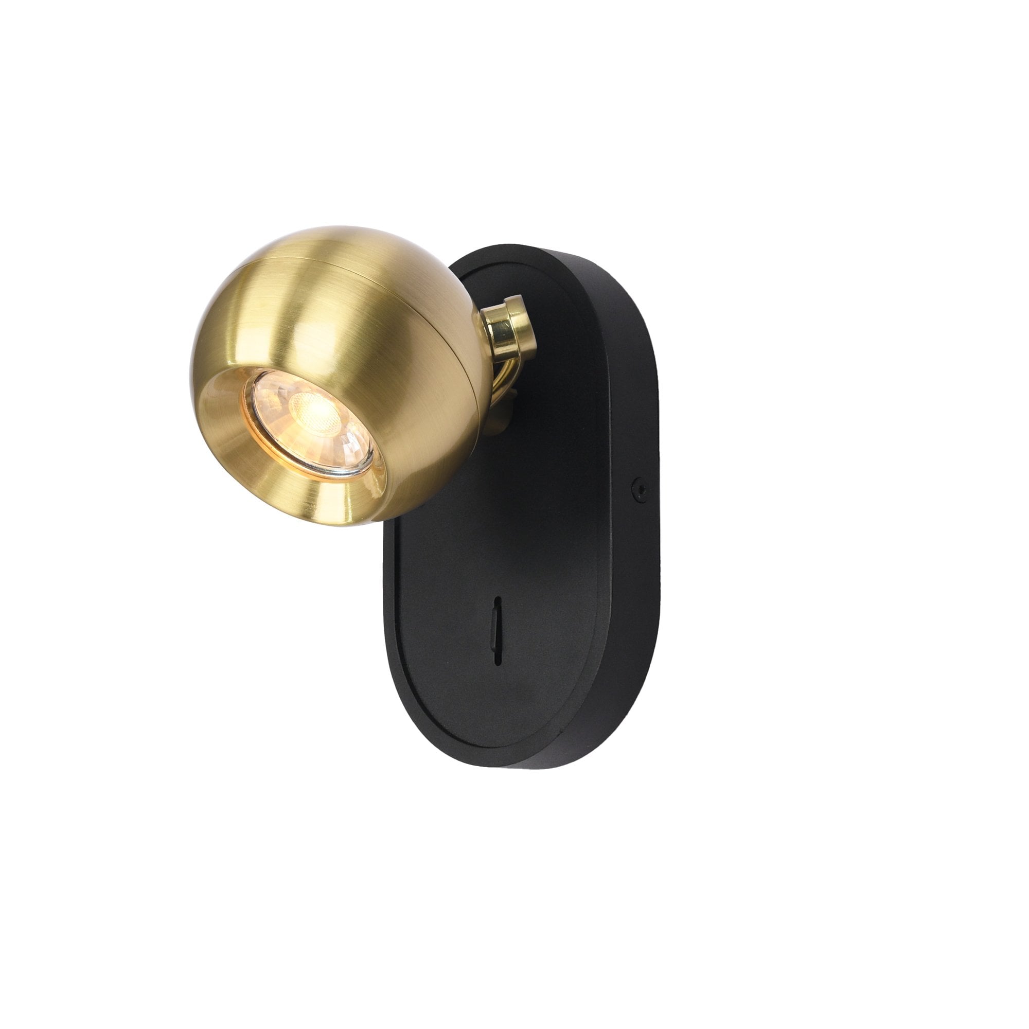 Franklite Lens 1 Light Spotlight - Matt Black & Aged Brass