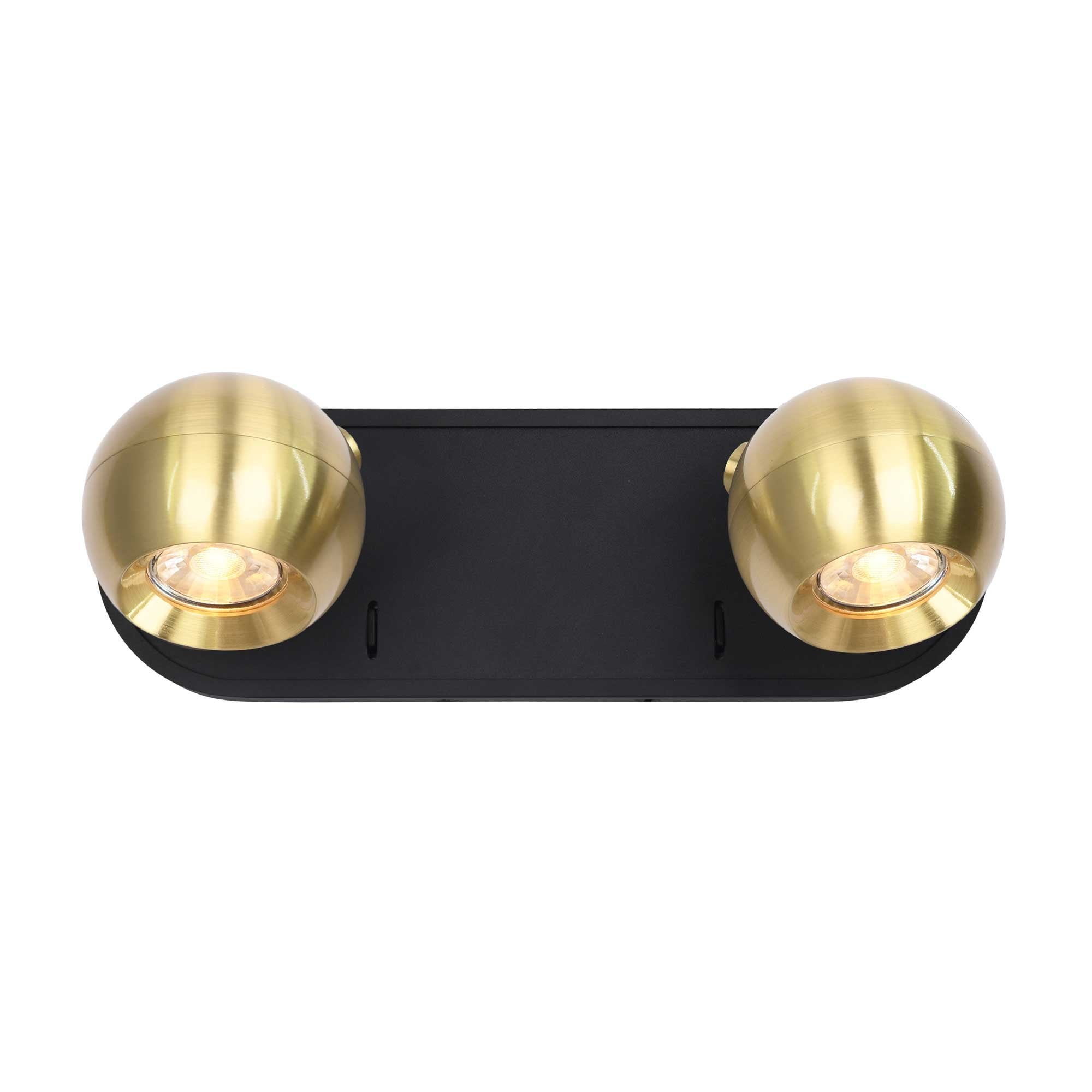 Franklite Lens 2 Light Spotlight - Matt Black & Aged Brass