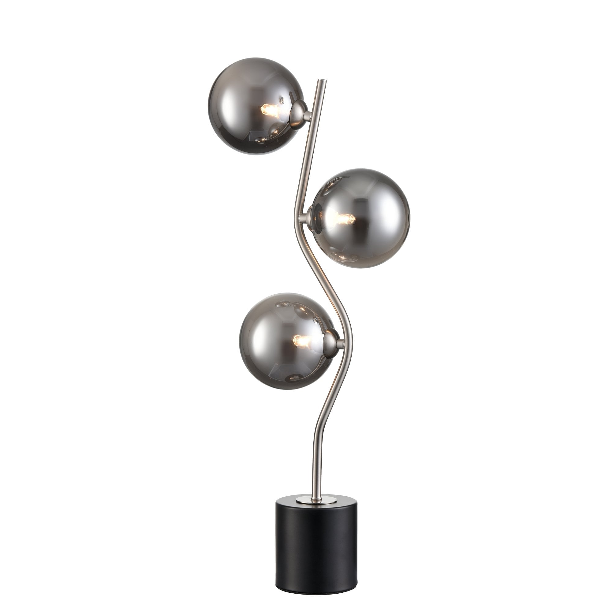 Franklite Cosmic Table Lamp - Satin Nickel & Smoked Glass