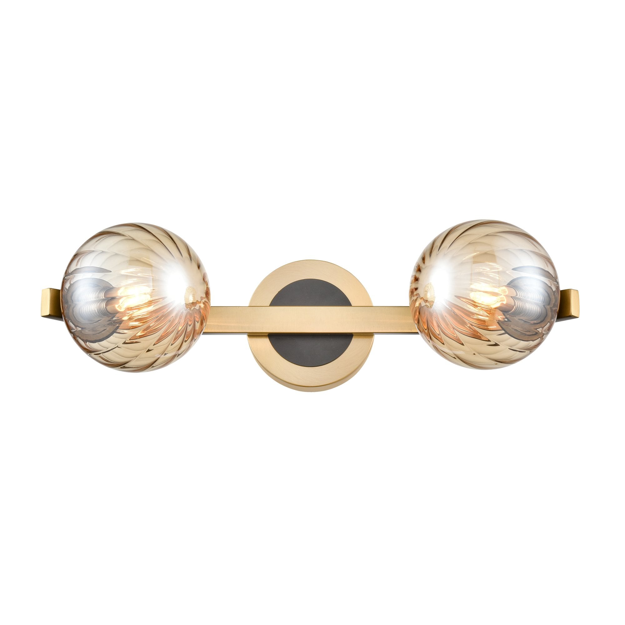 Franklite Oculus 2 Light IP44 Bracket - Matt Black & Aged Brass