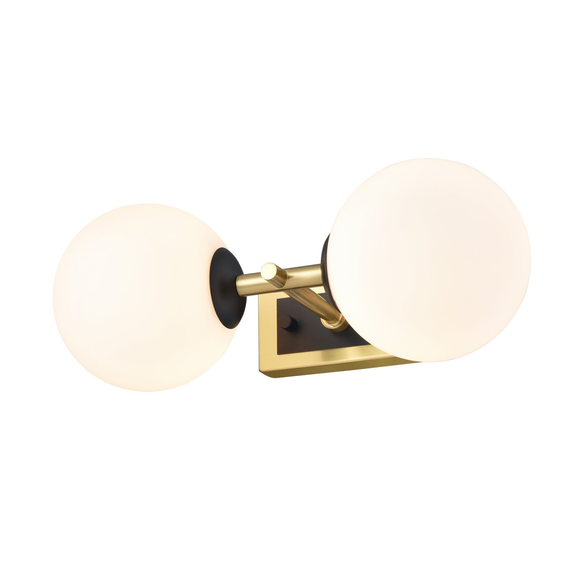 Franklite Stellar 2 Light IP44 Wall Light - Aged Brass & Matt Opal Glass