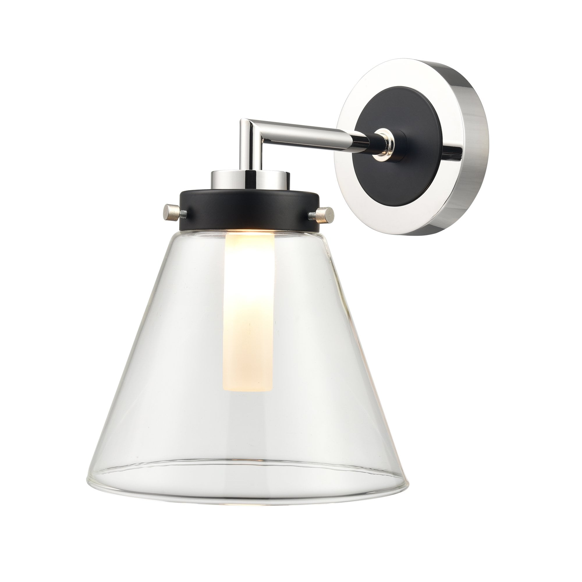 Franklite Conica 1 Light IP44 Wall Bracket - Matt Black & Polished Nickel