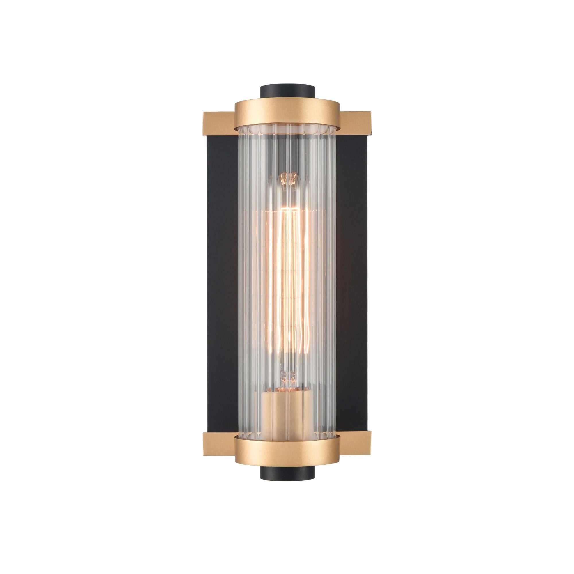 Franklite Charleston Small Wall Light - Matt Black & Aged Brass