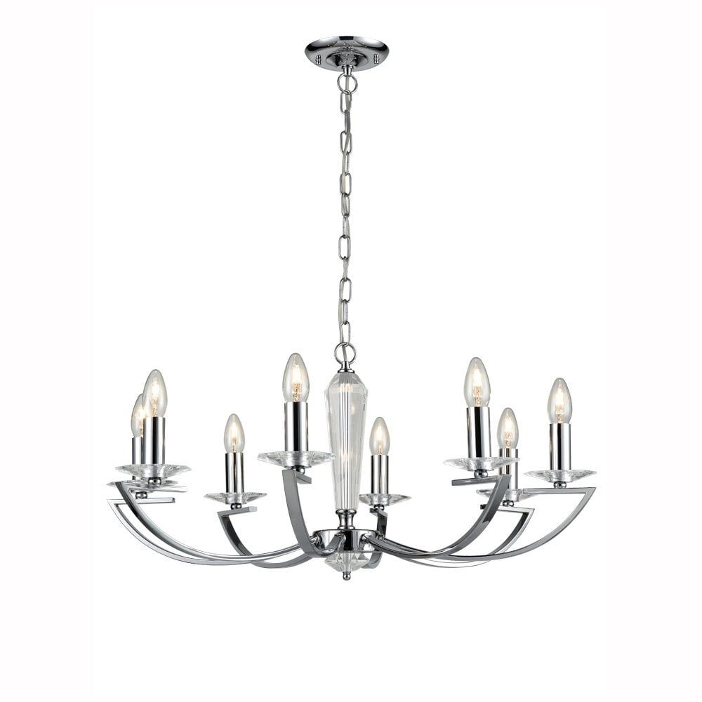 Franklite Artemis 8 Light Fitting - Chrome & Crystal Glass