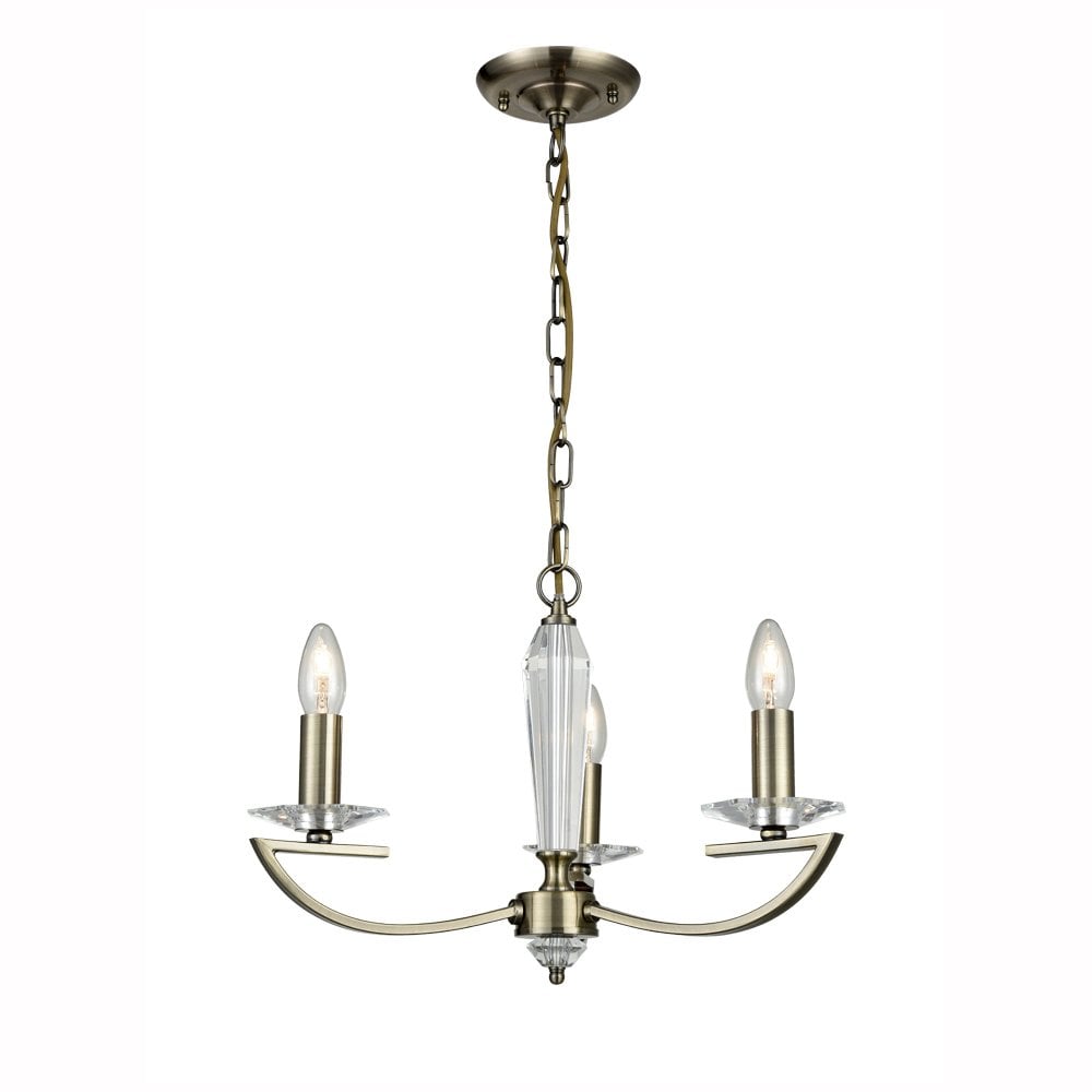 Franklite Artemis 3 Light Fitting - Bronze & Crystal Glass
