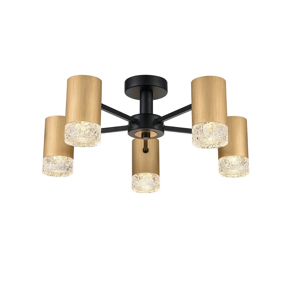 Franklite Cordelia 5 Light Fitting - Satin Brushed Gold & Matt Black