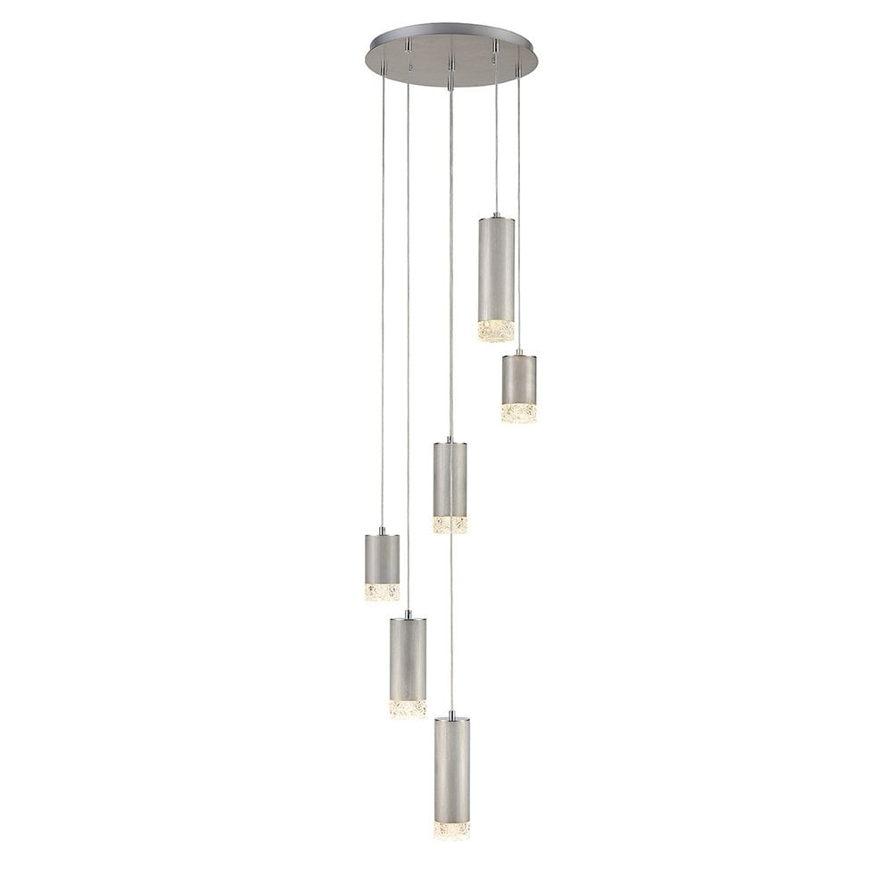 Franklite Cordelia 6 Light Spreader Pendant - Satin Brushed Silver