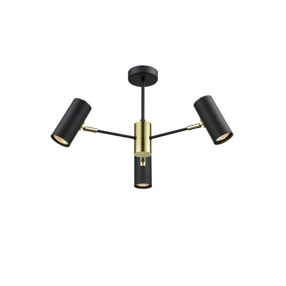 Franklite Aspect 3 Light Fitting - Black & Antique Gold
