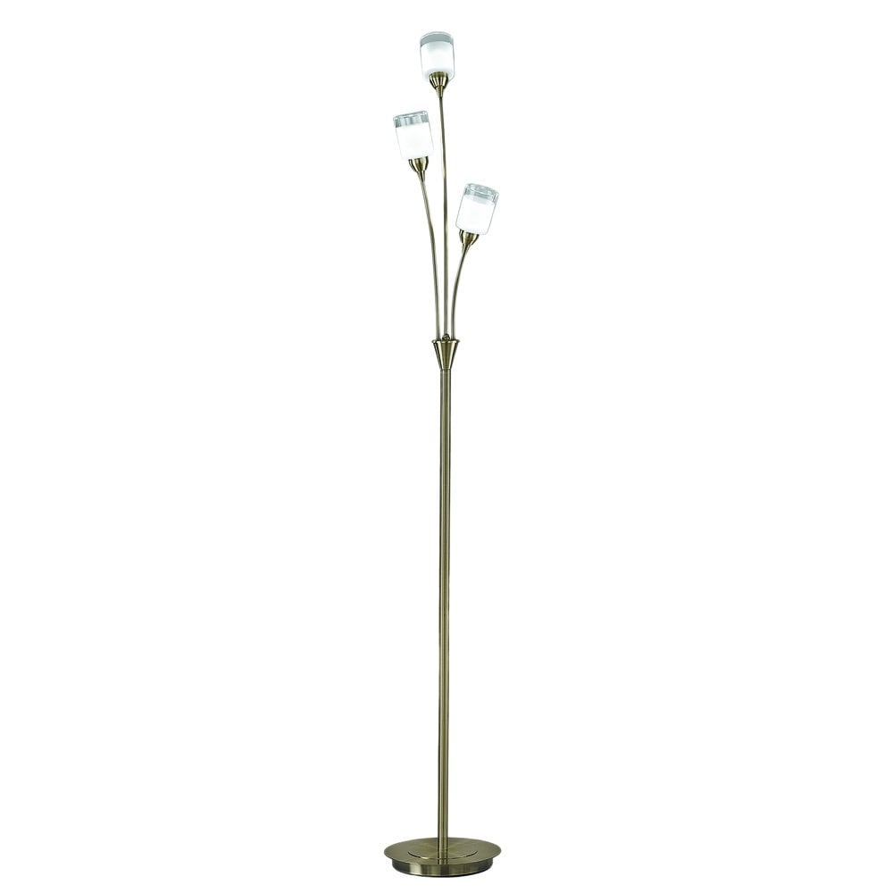 Franklite Campani 3 Light Standard Floor Lamp - Bronze & Clear Acid Glass
