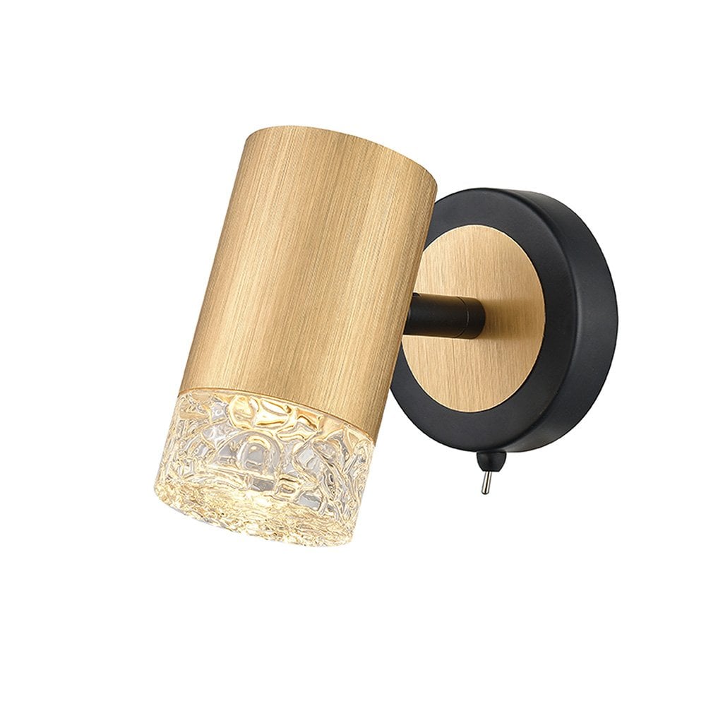 Franklite Cordelia 1 light Wall Bracket - Satin Brushed Gold & Matt Black